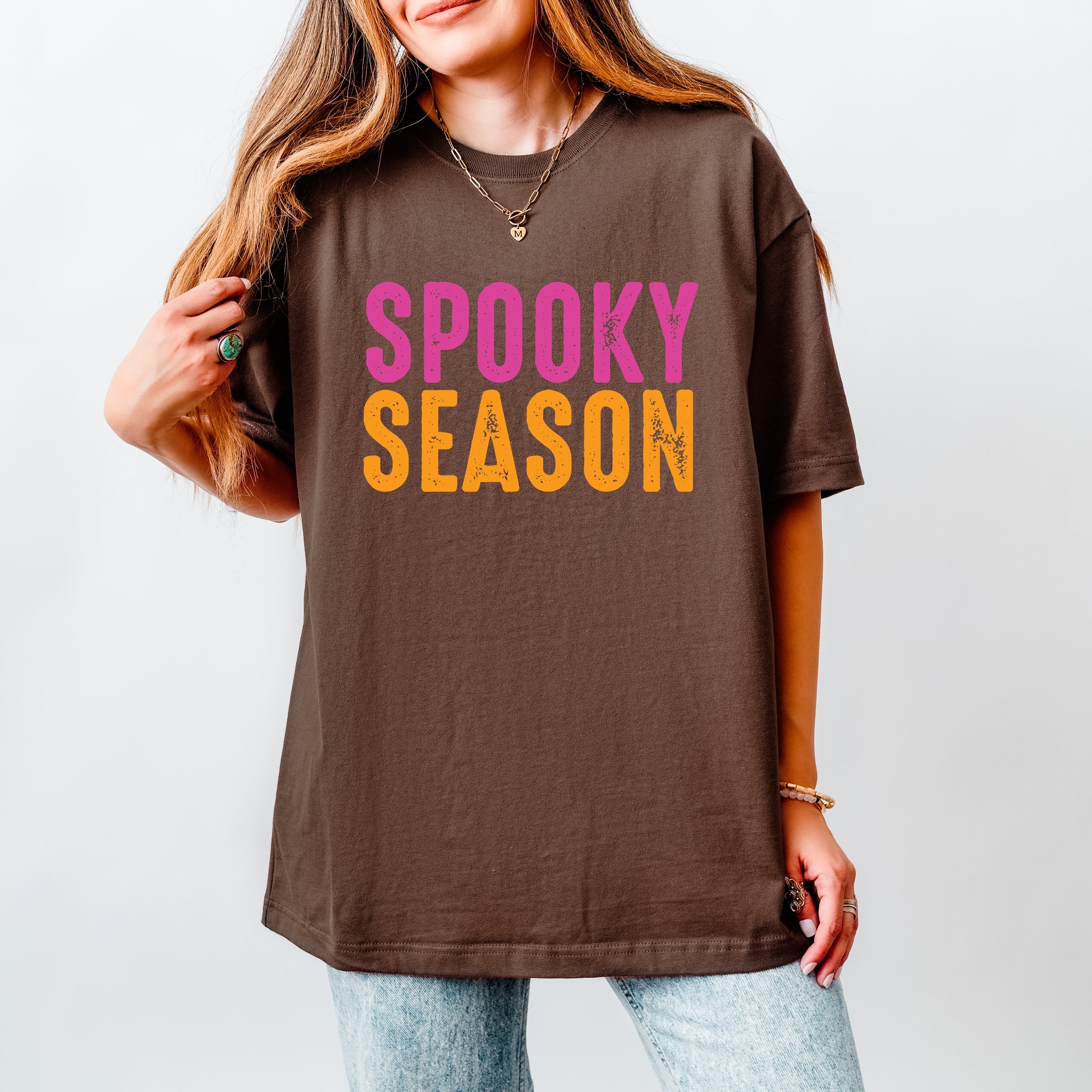 Spooky Season Bright Distressed - Women's Heavyweight Graphic T-Shirt