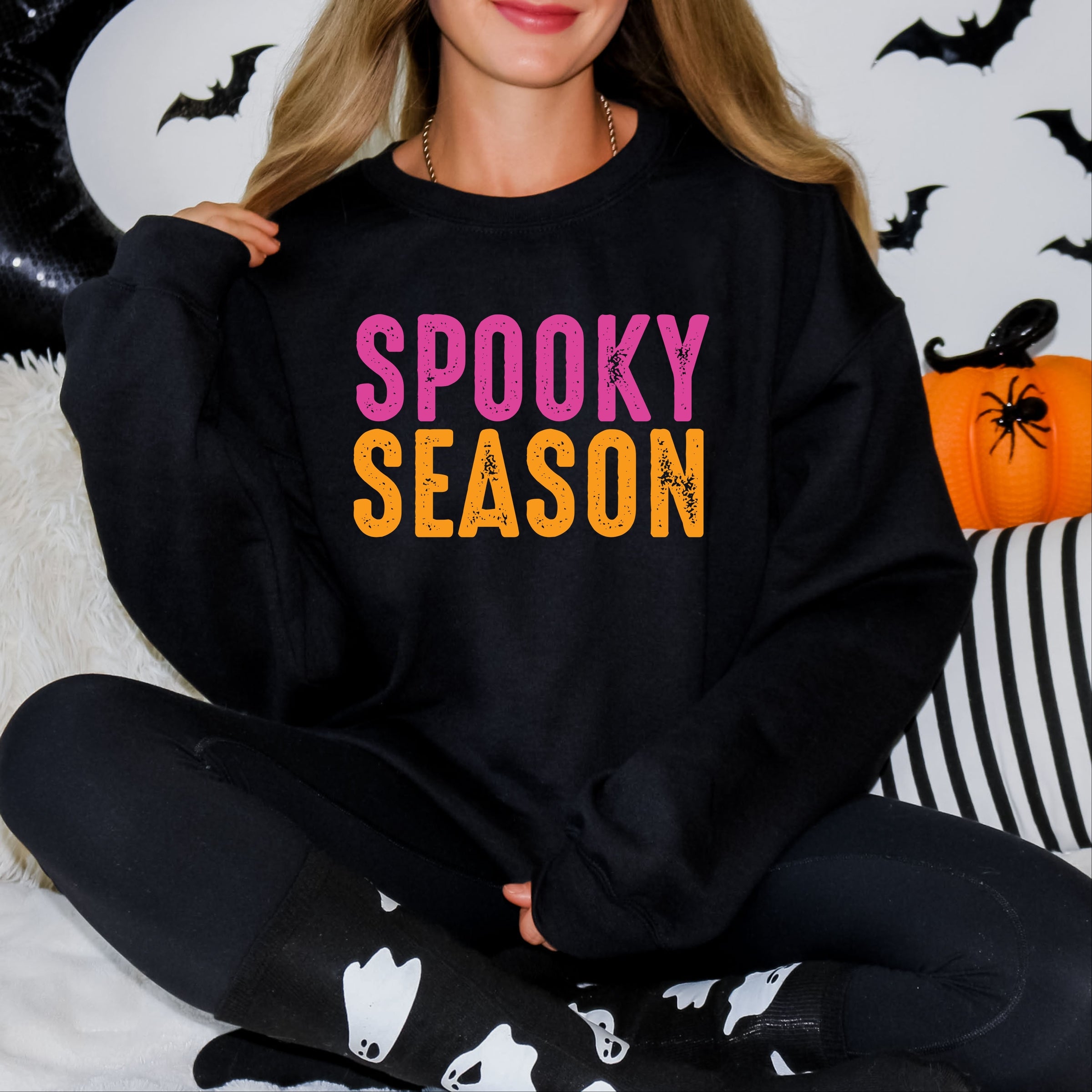 Spooky Season Bright Distressed - Women's Graphic Sweatshirt