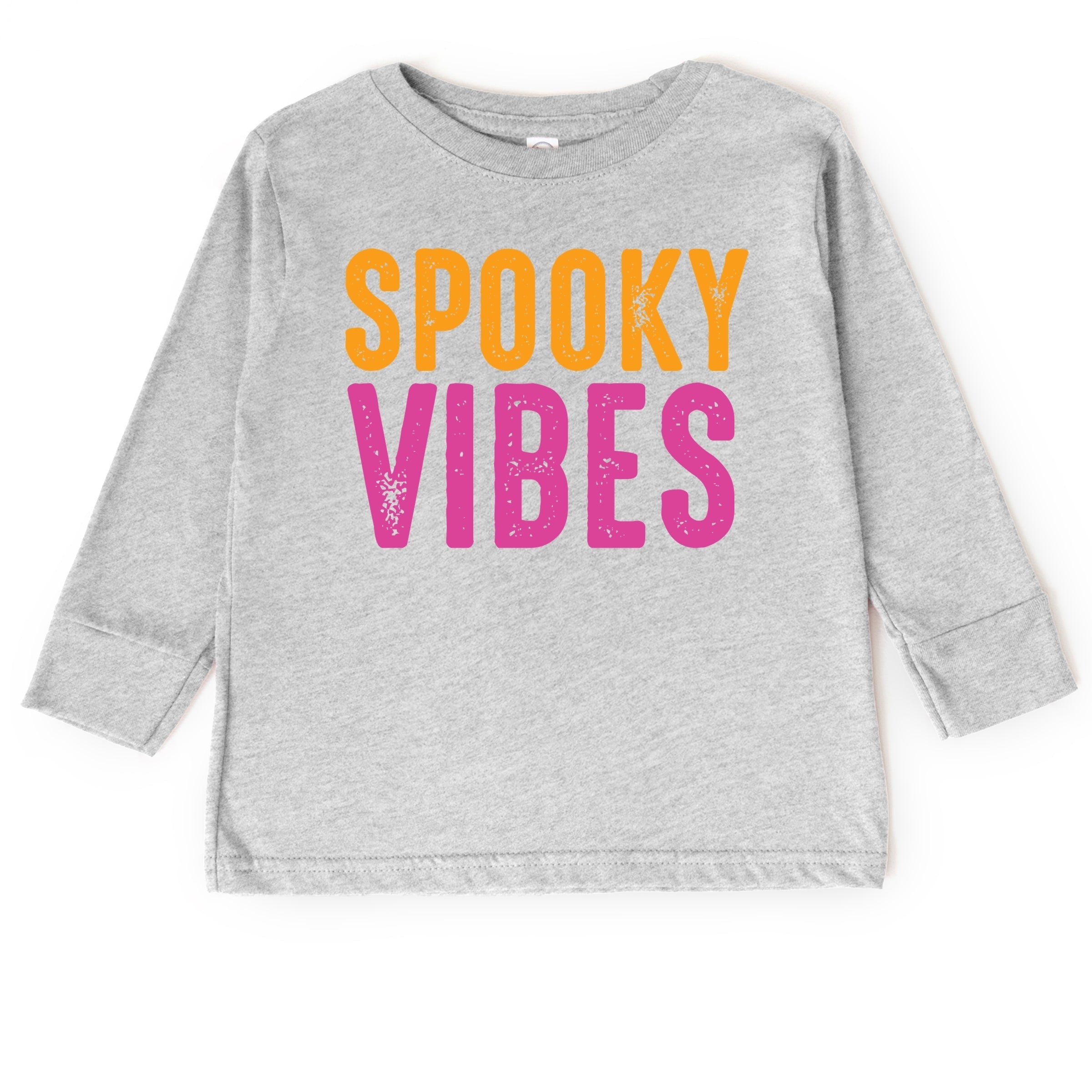 Spooky Vibes Bright Distressed - Toddler Long Sleeve Graphic Tee and Youth Long Sleeve Graphic T-Shirt