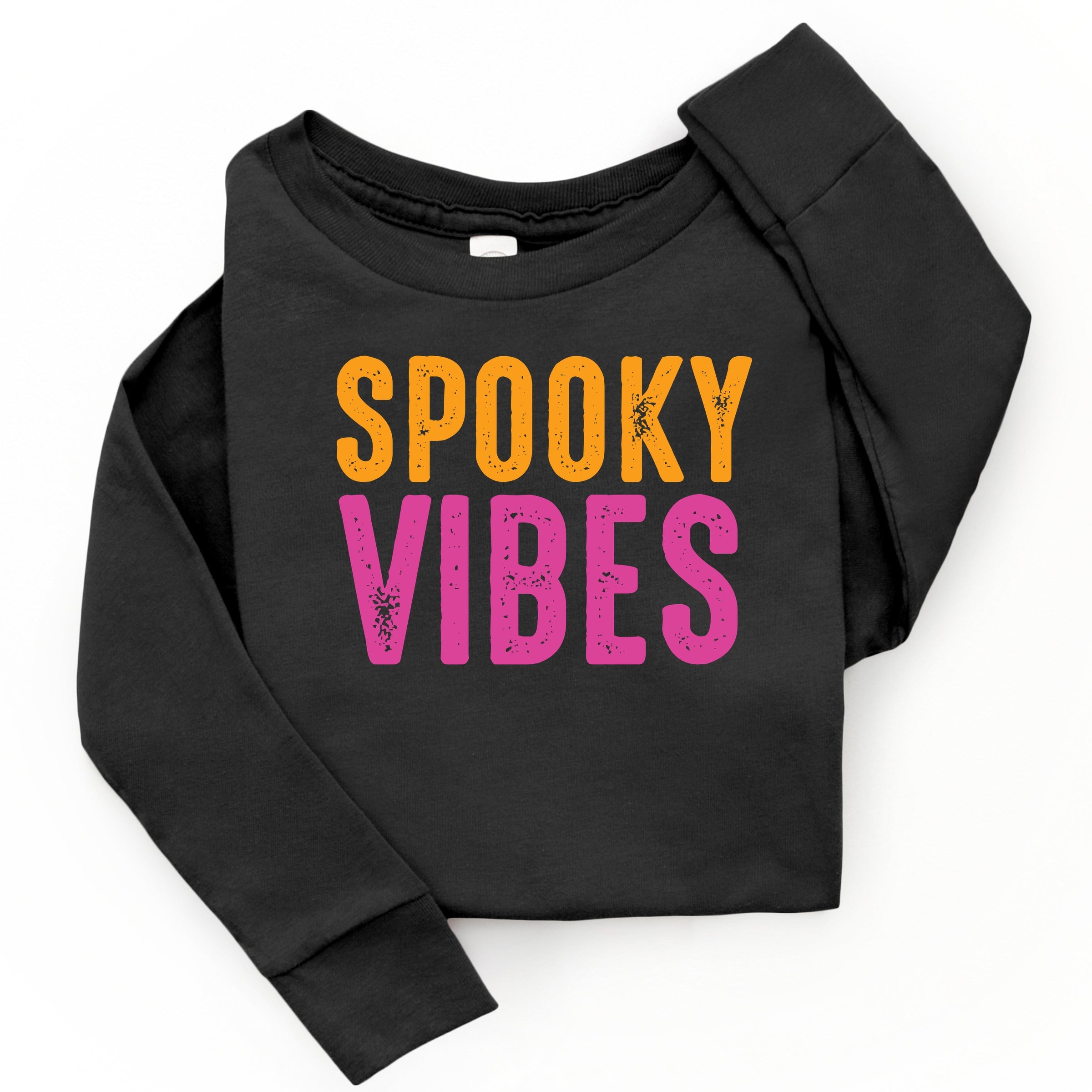 Spooky Vibes Bright Distressed - Toddler Long Sleeve Graphic Tee and Youth Long Sleeve Graphic T-Shirt