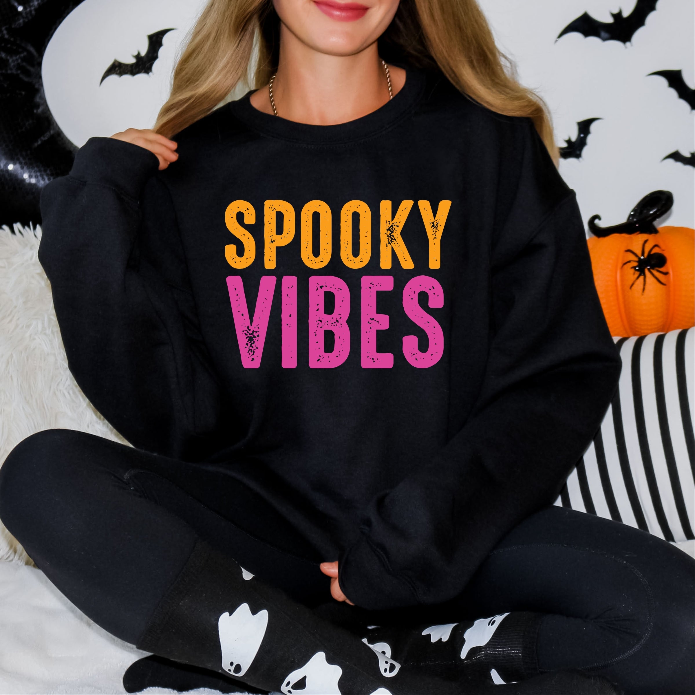 Spooky Vibes Bright Distressed - Women's Graphic Sweatshirt