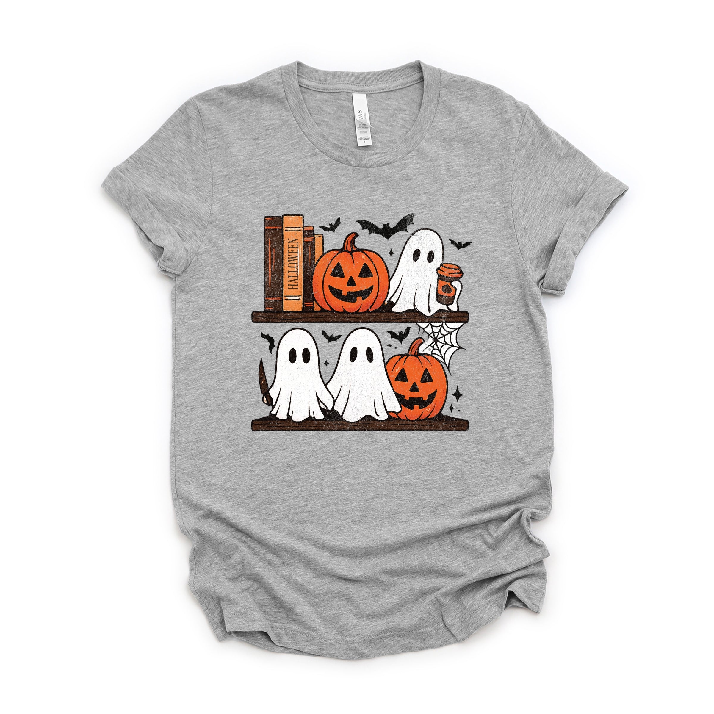 Halloween Bookshelf Ghosts - Short Sleeve Tee