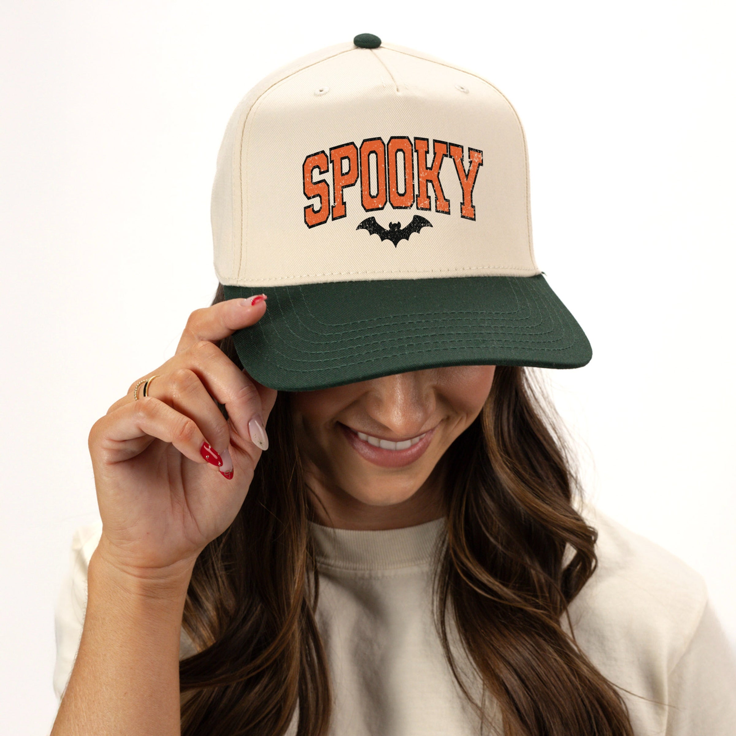 Varsity Spooky Bat Distressed - Canvas Trucker Hat