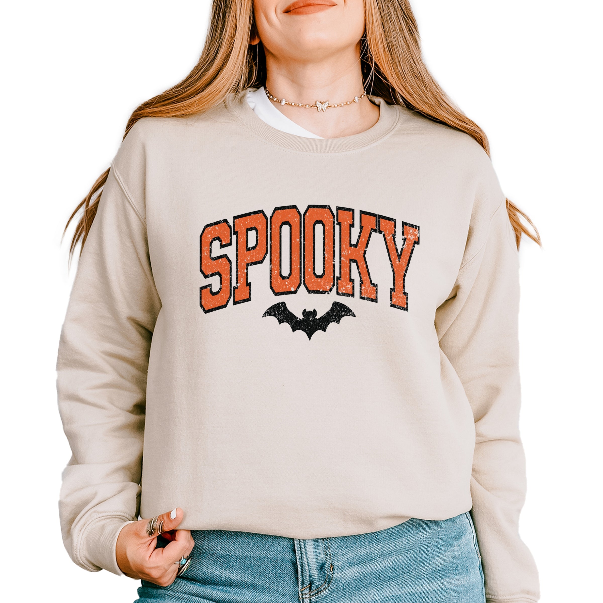 Varsity Spooky Bat Distressed - Sweatshirt