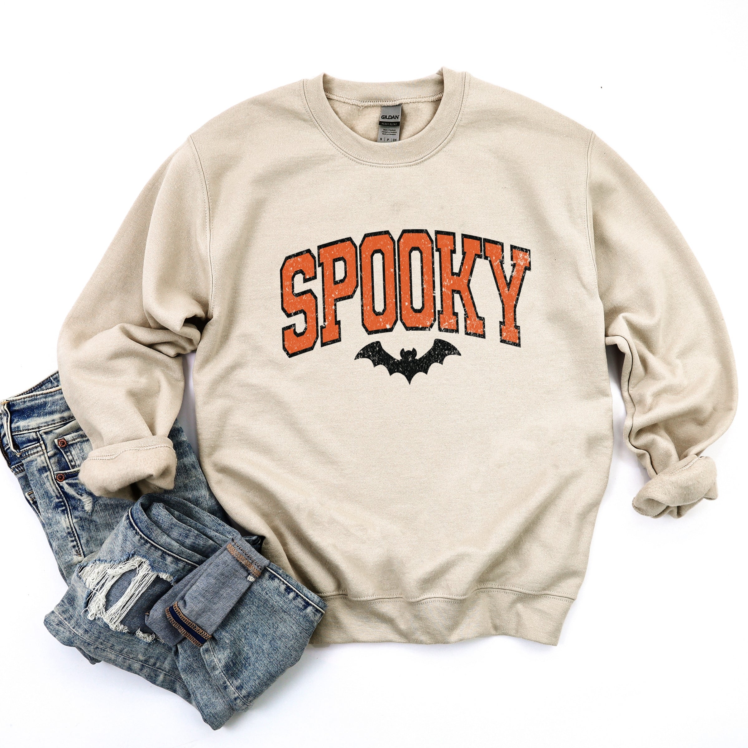 Varsity Spooky Bat Distressed - Sweatshirt