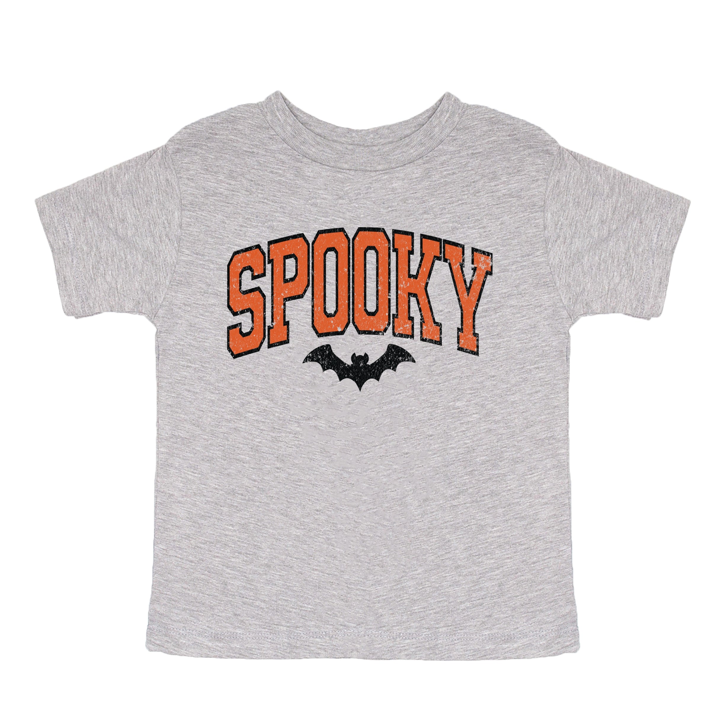 Varsity Spooky Bat Distressed - Youth Short Sleeve Graphic T-Shirt and Toddler Short Sleeve Graphic T-Shirt