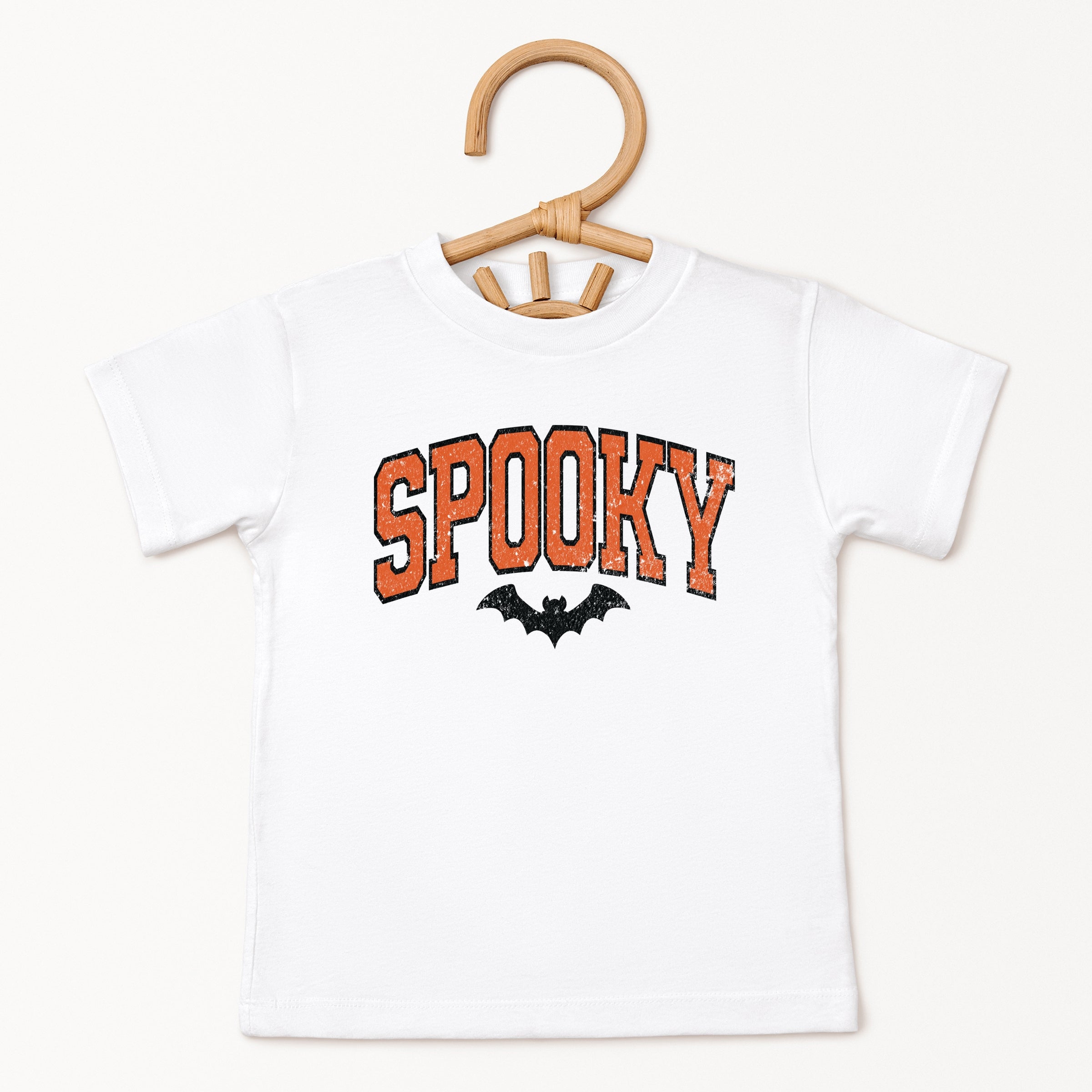 Varsity Spooky Bat Distressed - Youth Short Sleeve Graphic T-Shirt and Toddler Short Sleeve Graphic T-Shirt