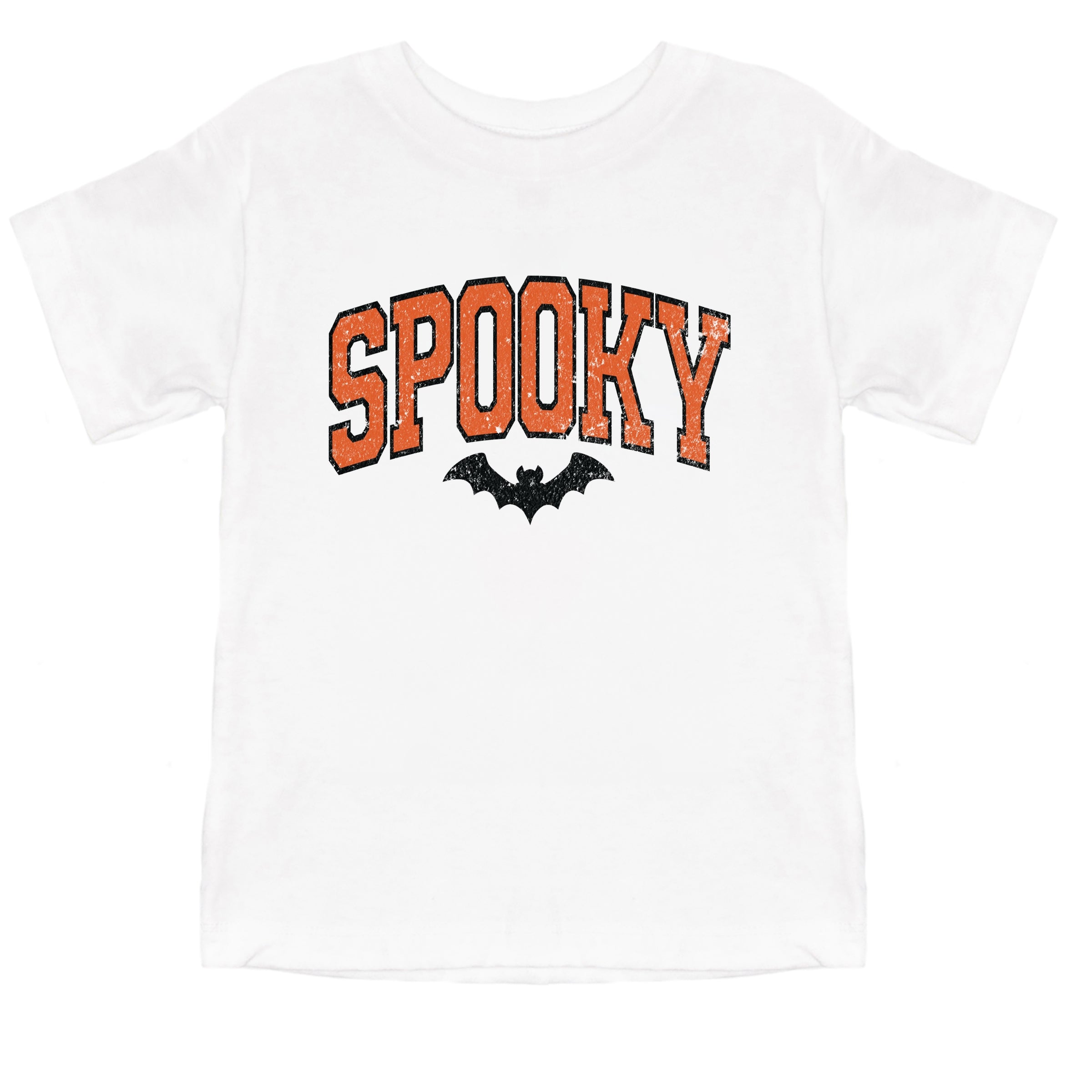 Varsity Spooky Bat Distressed - Youth Short Sleeve Graphic T-Shirt and Toddler Short Sleeve Graphic T-Shirt