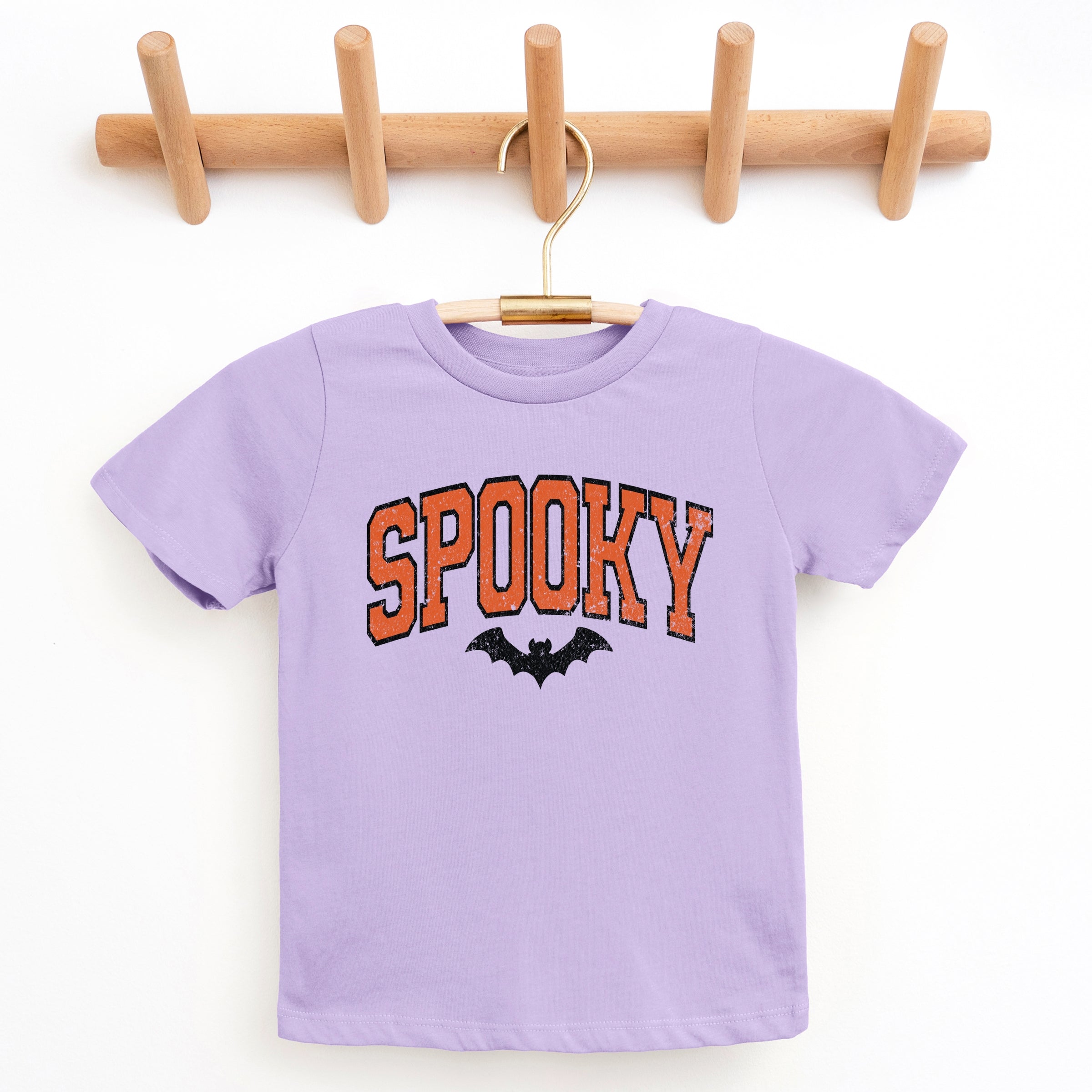 Varsity Spooky Bat Distressed - Youth Short Sleeve Graphic T-Shirt and Toddler Short Sleeve Graphic T-Shirt