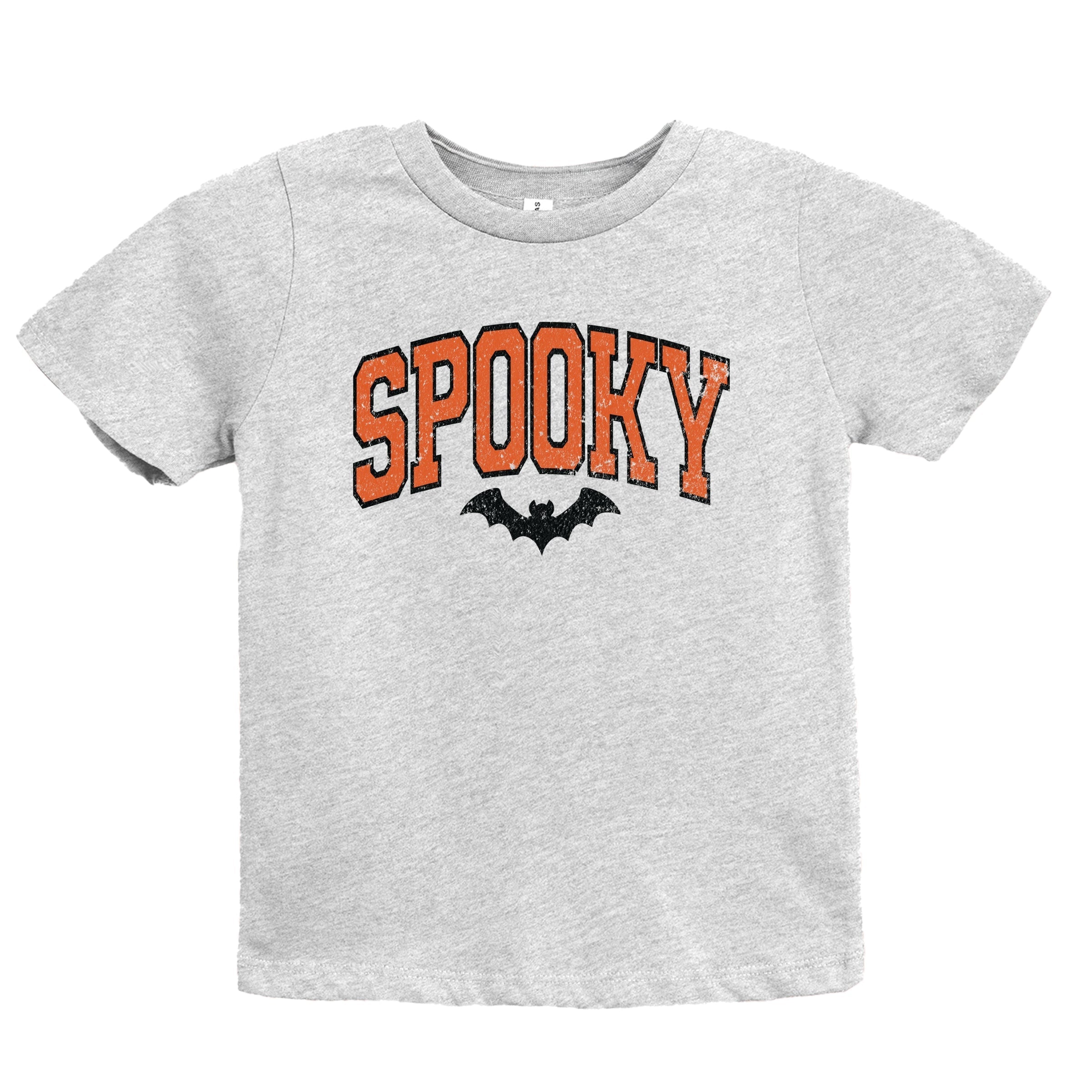 Varsity Spooky Bat Distressed - Youth Short Sleeve Graphic T-Shirt and Toddler Short Sleeve Graphic T-Shirt