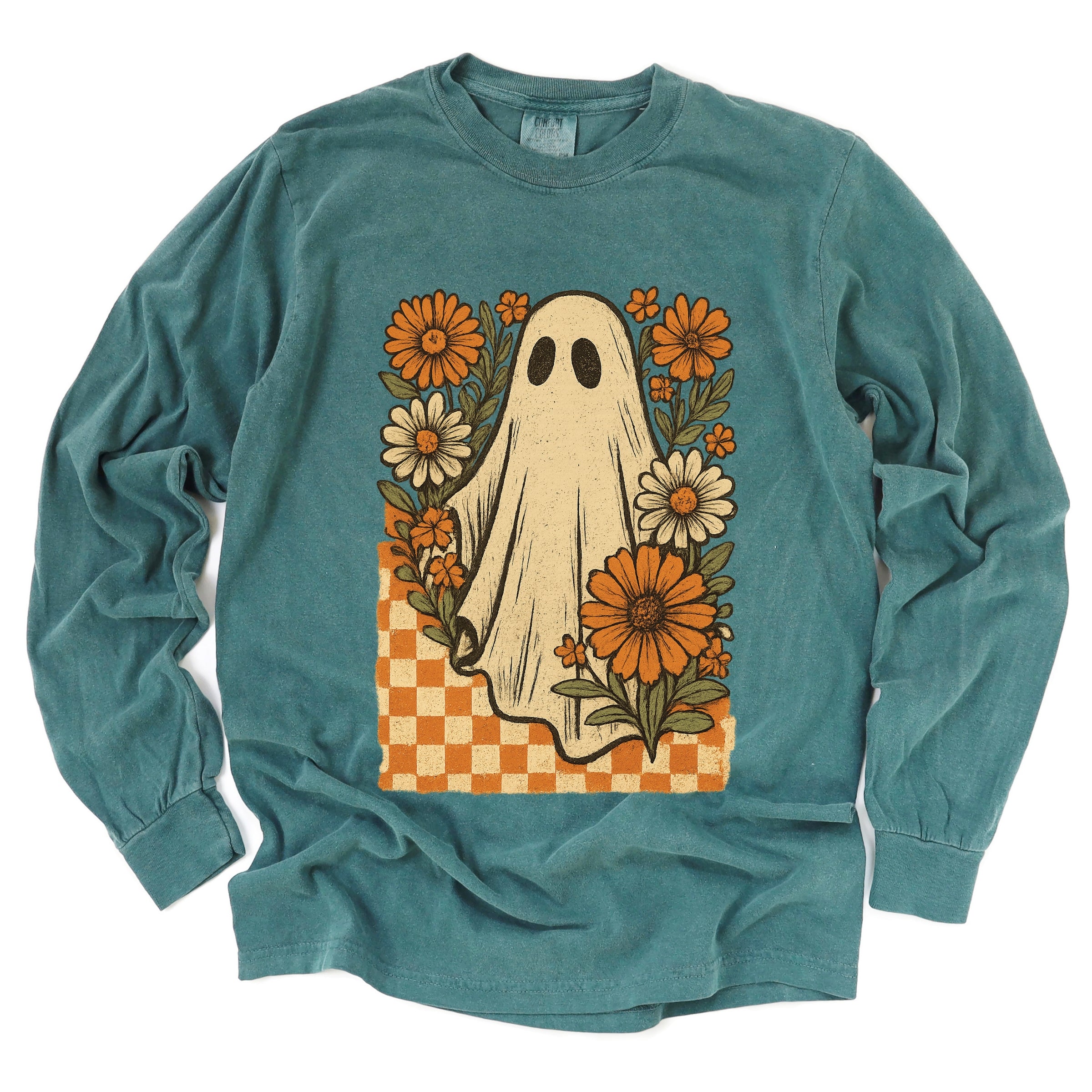 Checkered Ghost Floral Vintage - Garment Dyed Long Sleeve