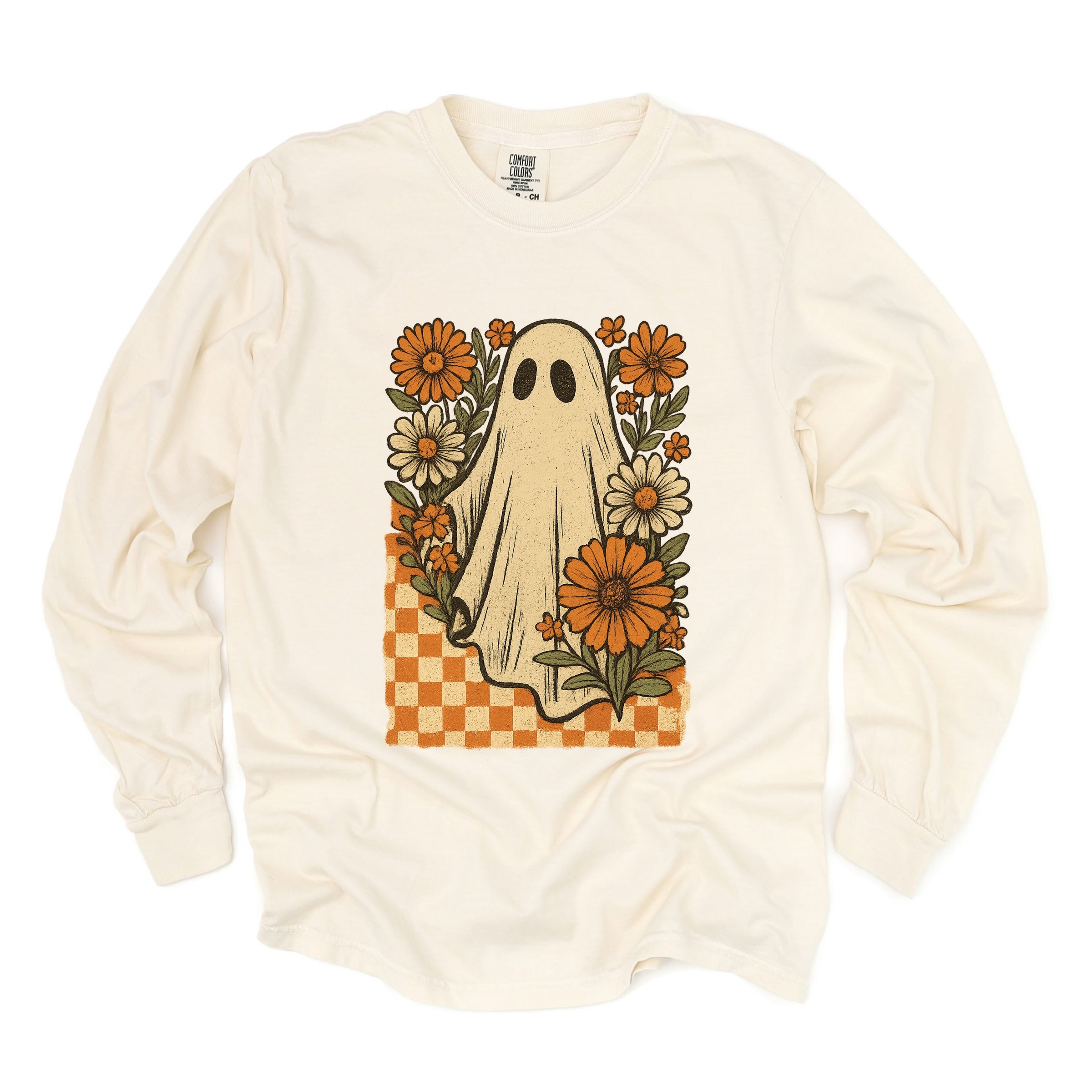 Checkered Ghost Floral Vintage - Garment Dyed Long Sleeve