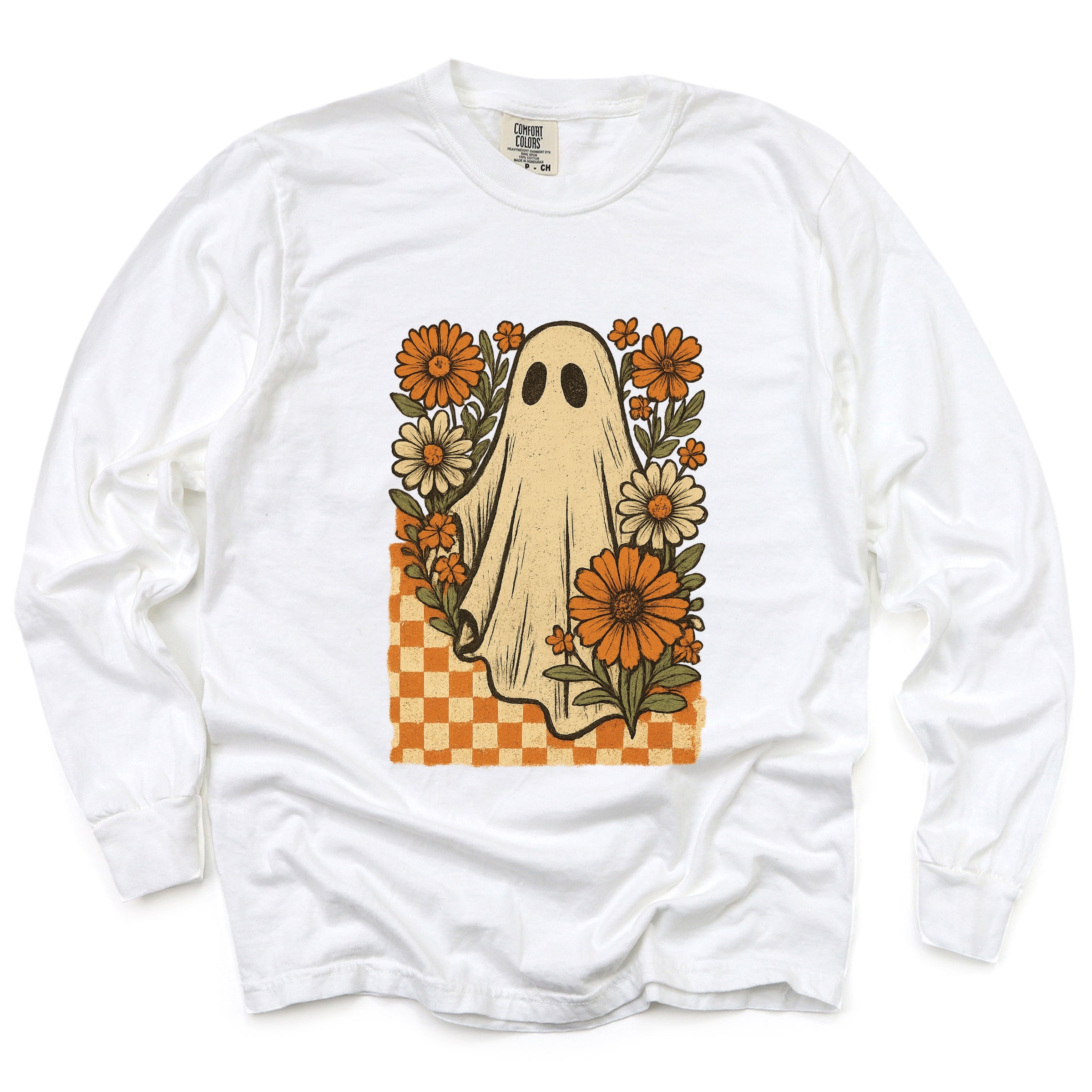 Checkered Ghost Floral Vintage - Garment Dyed Long Sleeve