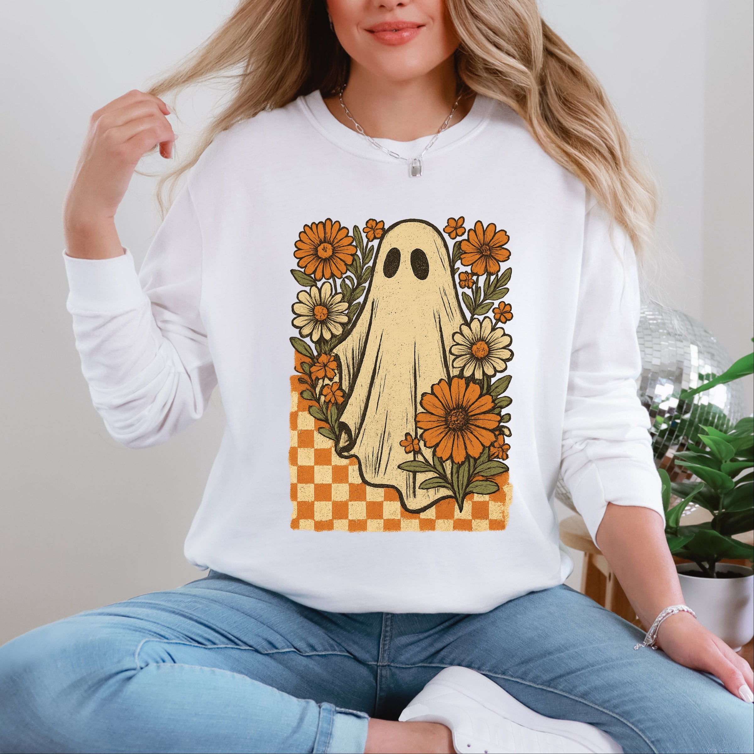 Checkered Ghost Floral Vintage - Garment Dyed Long Sleeve