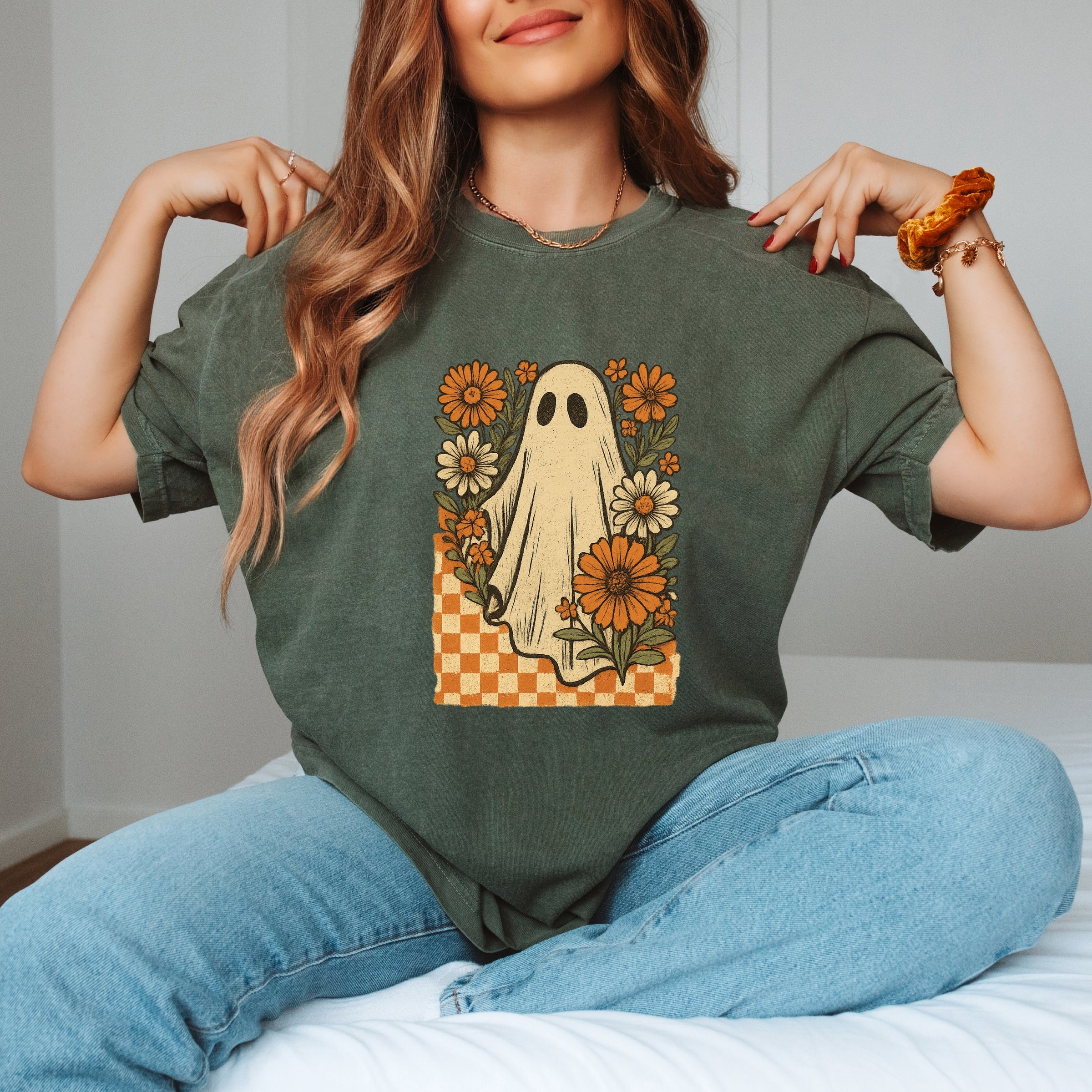 Checkered Ghost Floral Vintage - Garment Dyed Tee