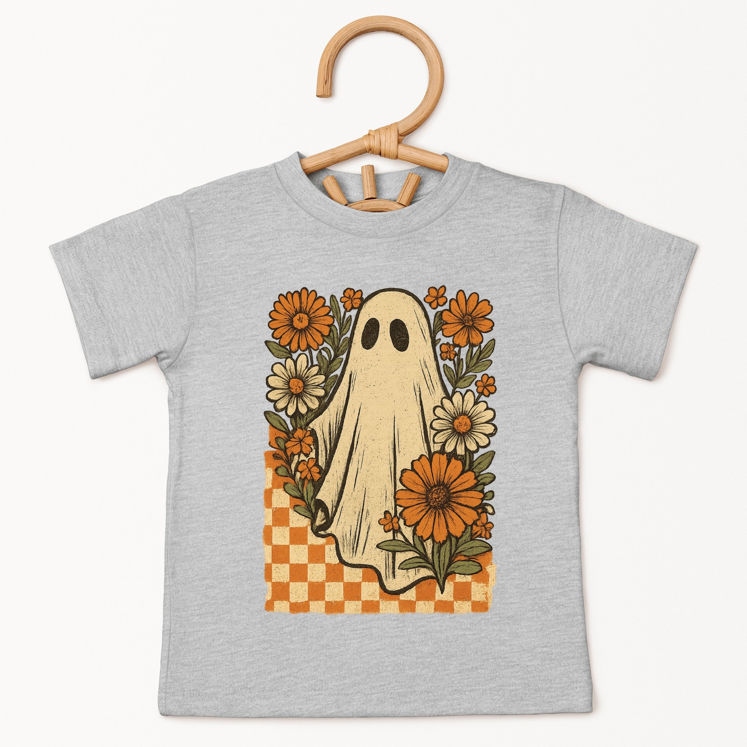 Checkered Ghost Floral Vintage - Youth Short Sleeve Graphic T-Shirt and Toddler Short Sleeve Graphic T-Shirt