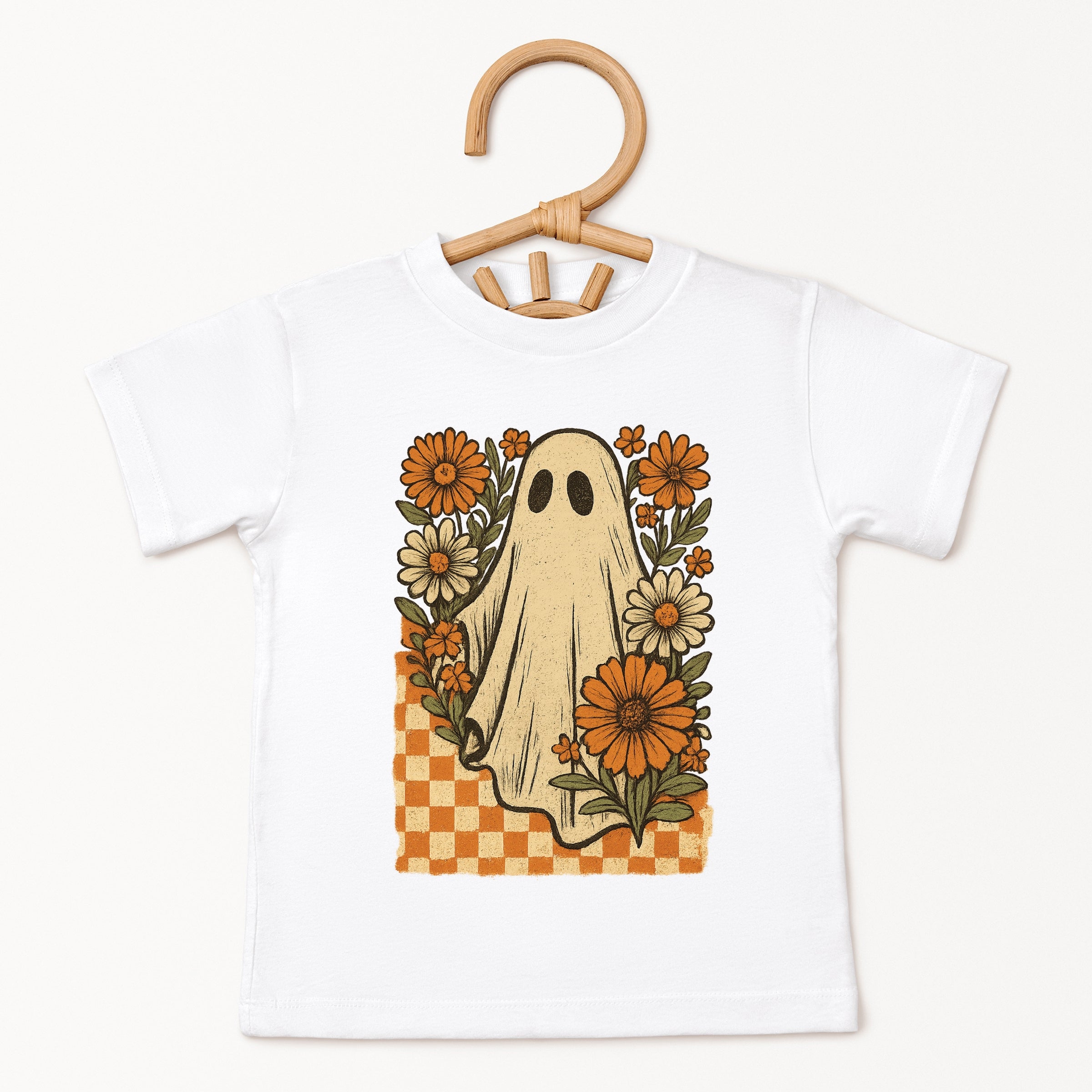 Checkered Ghost Floral Vintage - Youth Short Sleeve Graphic T-Shirt and Toddler Short Sleeve Graphic T-Shirt