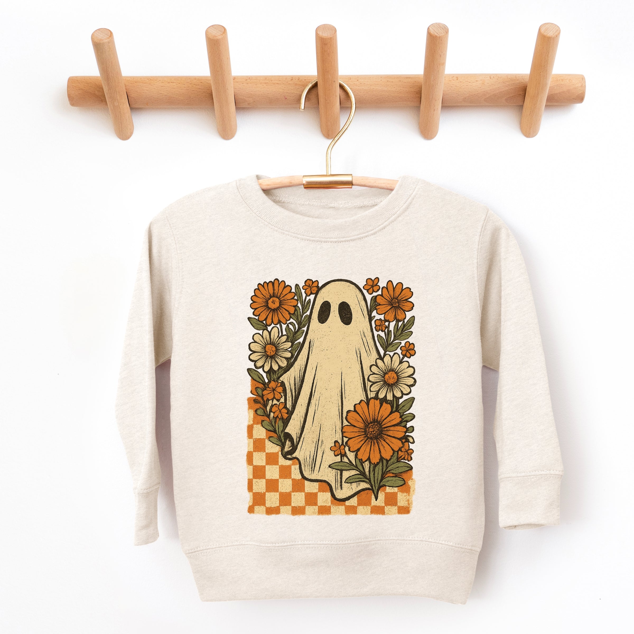 Checkered Ghost Floral Vintage - Toddler Graphic Sweatshirt and Youth Graphic Sweatshirt