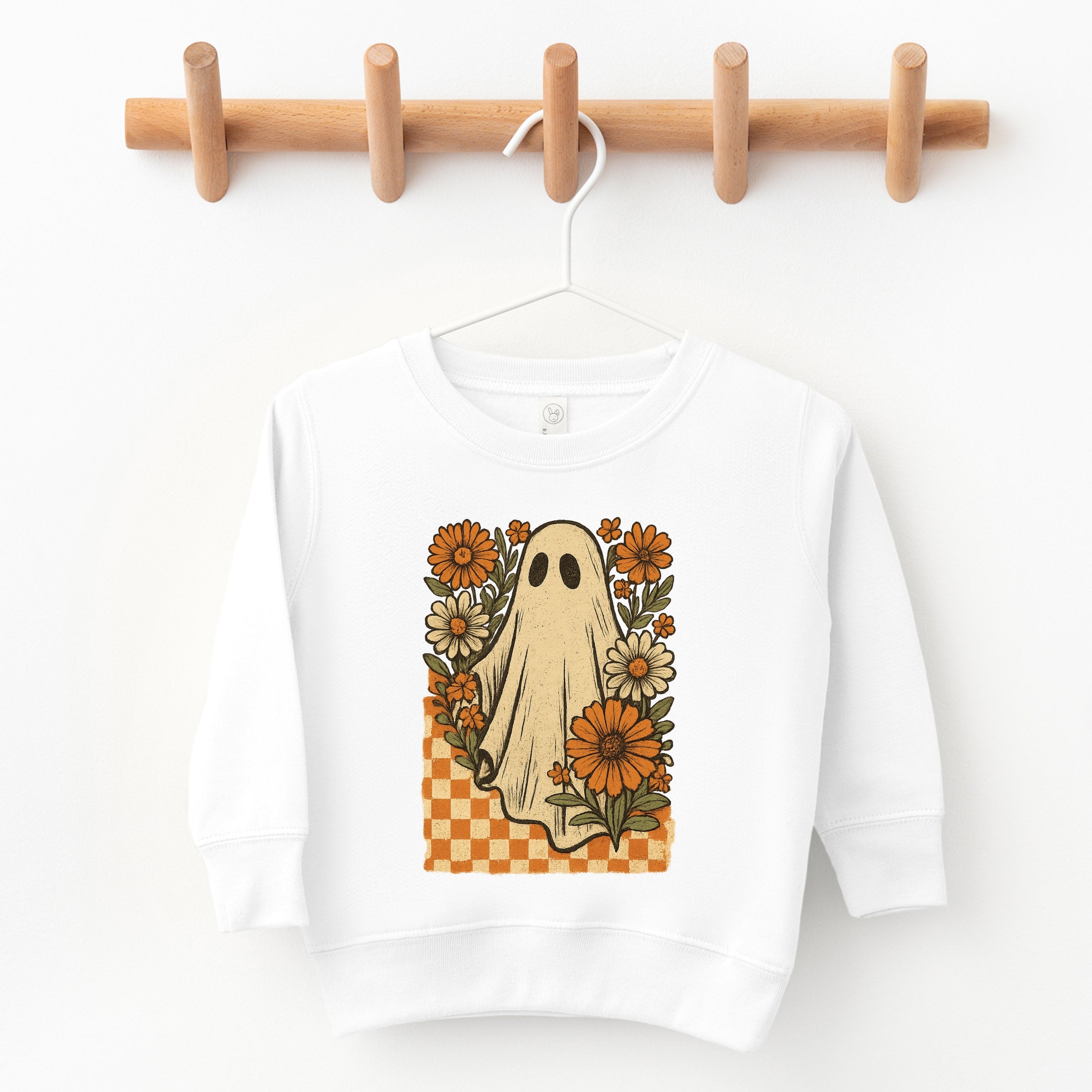 Checkered Ghost Floral Vintage - Toddler Graphic Sweatshirt and Youth Graphic Sweatshirt