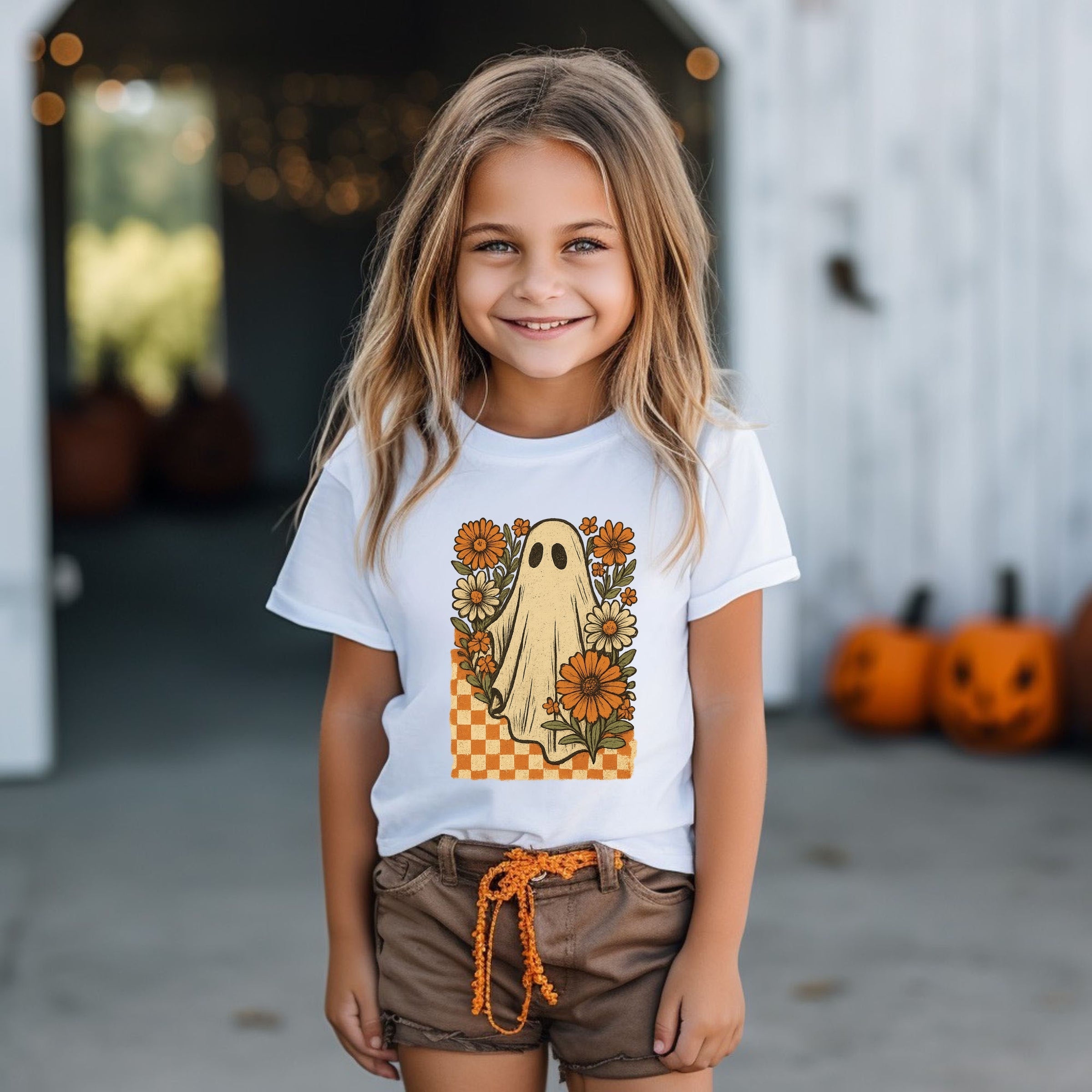 Checkered Ghost Floral Vintage - Youth Short Sleeve Graphic T-Shirt and Toddler Short Sleeve Graphic T-Shirt