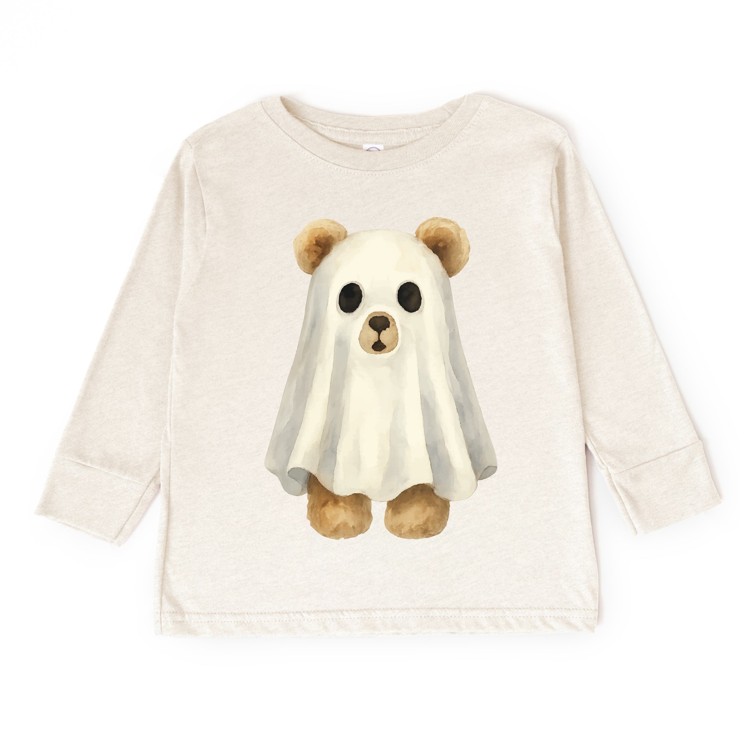 Watercolor Ghost Bear - Kids Youth Long Sleeve Tee and Kids Toddler Long Sleeve Tee