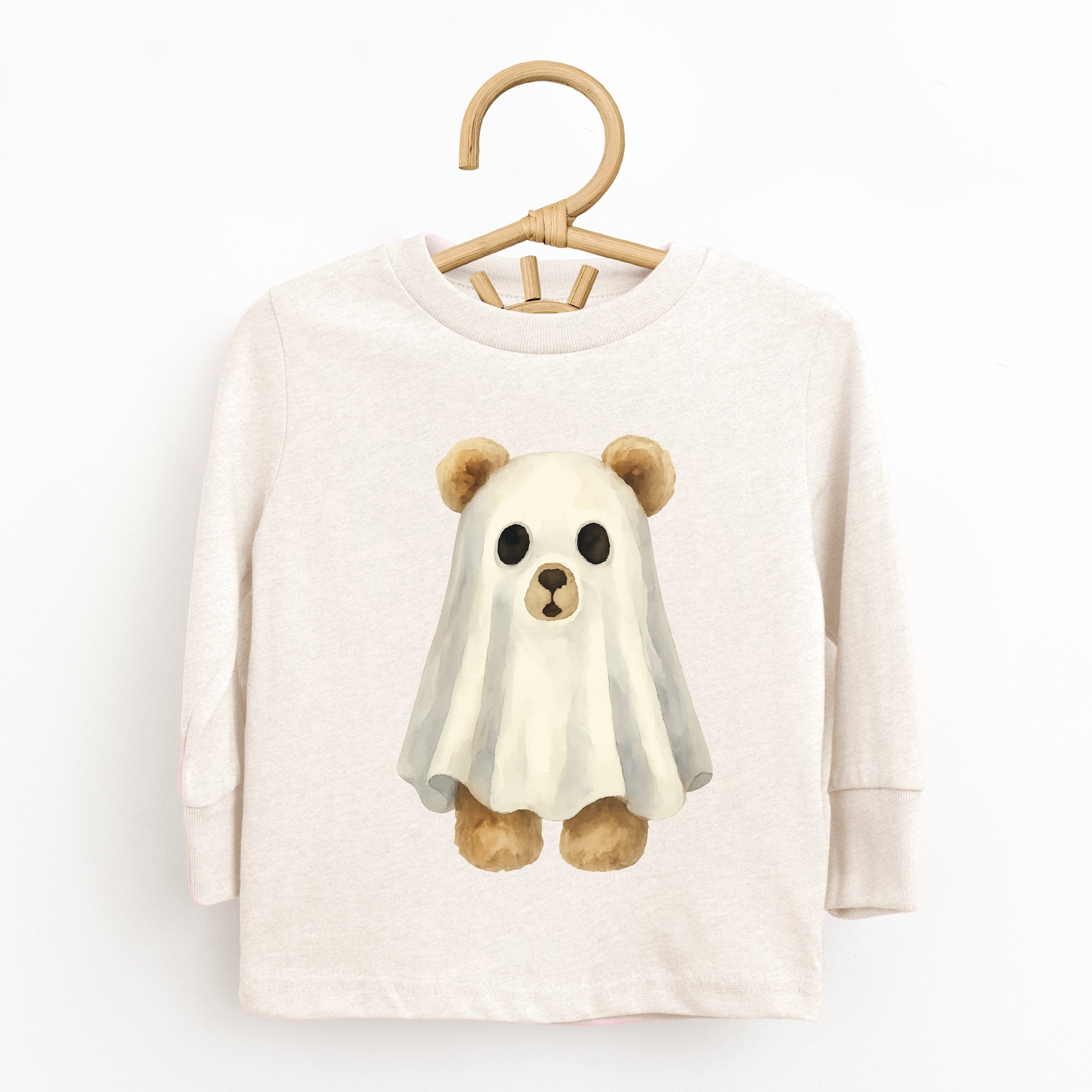 Watercolor Ghost Bear - Kids Youth Long Sleeve Tee and Kids Toddler Long Sleeve Tee