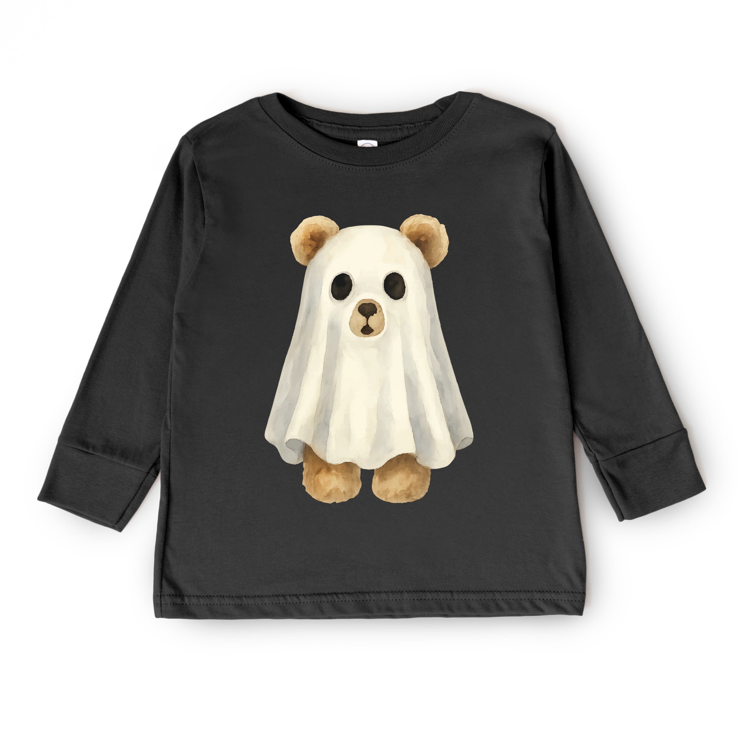 Watercolor Ghost Bear - Kids Youth Long Sleeve Tee and Kids Toddler Long Sleeve Tee
