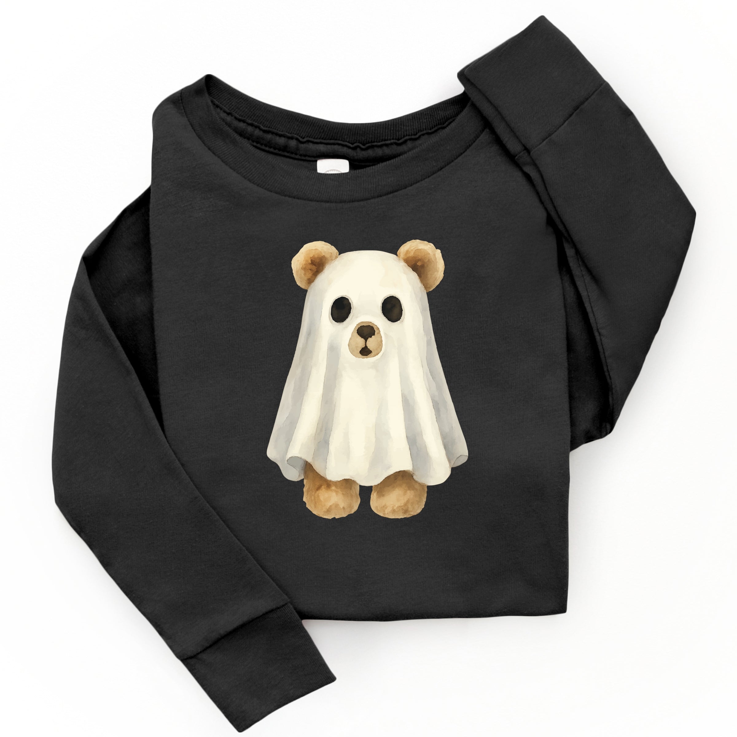 Watercolor Ghost Bear - Kids Youth Long Sleeve Tee and Kids Toddler Long Sleeve Tee