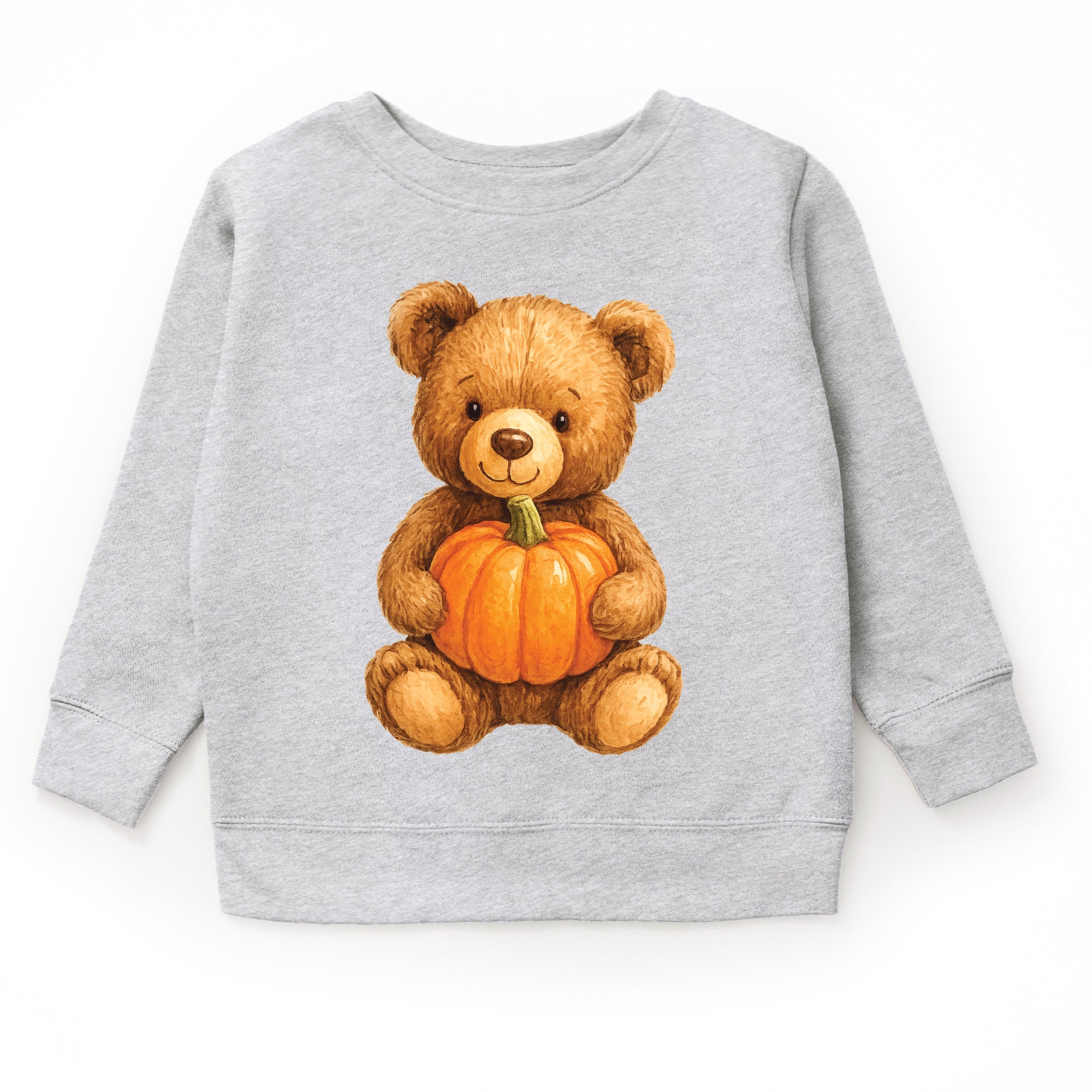 Watercolor Pumpkin Bear - Kids Youth Sweatshirt and Kids Toddler Sweatshirt