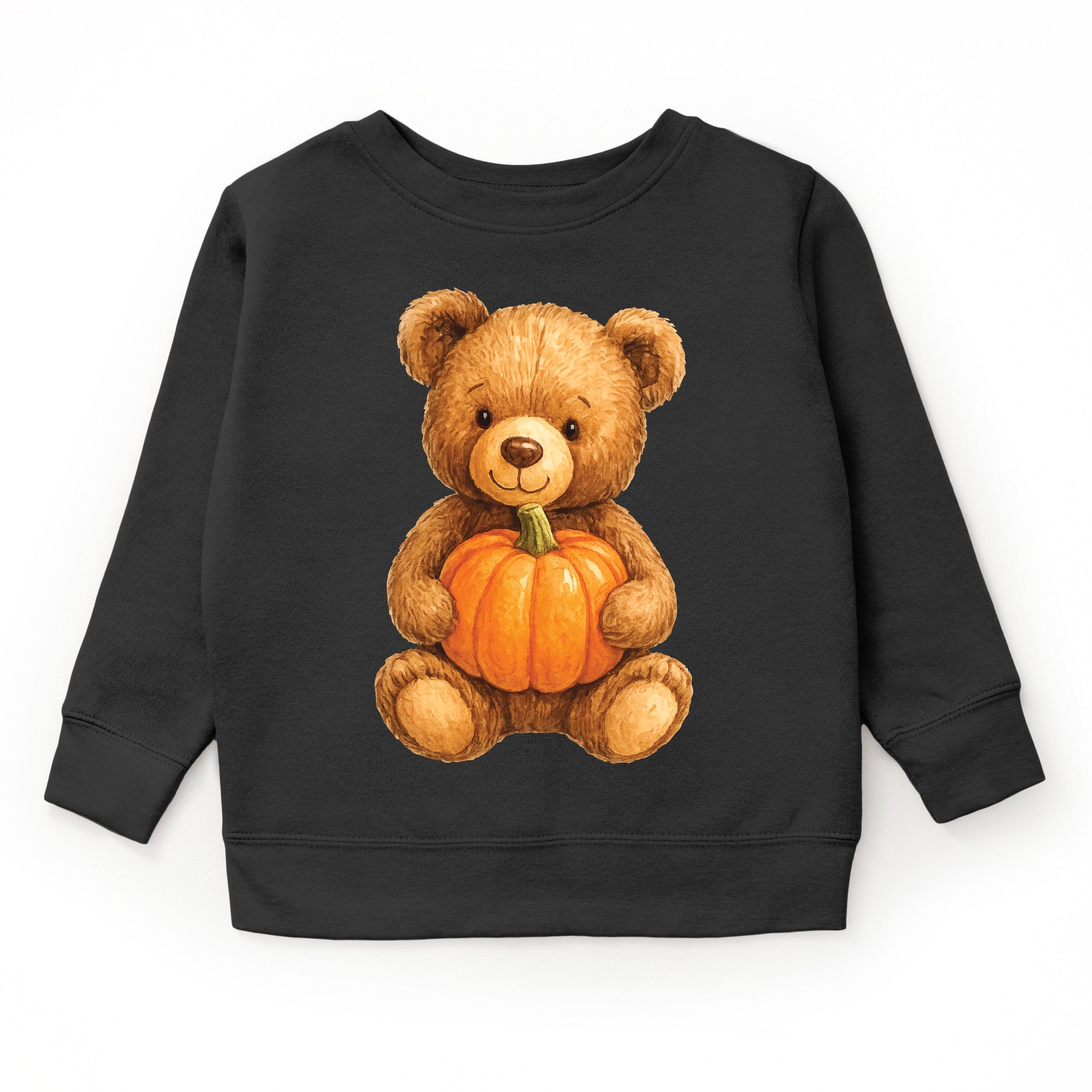 Watercolor Pumpkin Bear - Kids Youth Sweatshirt and Kids Toddler Sweatshirt