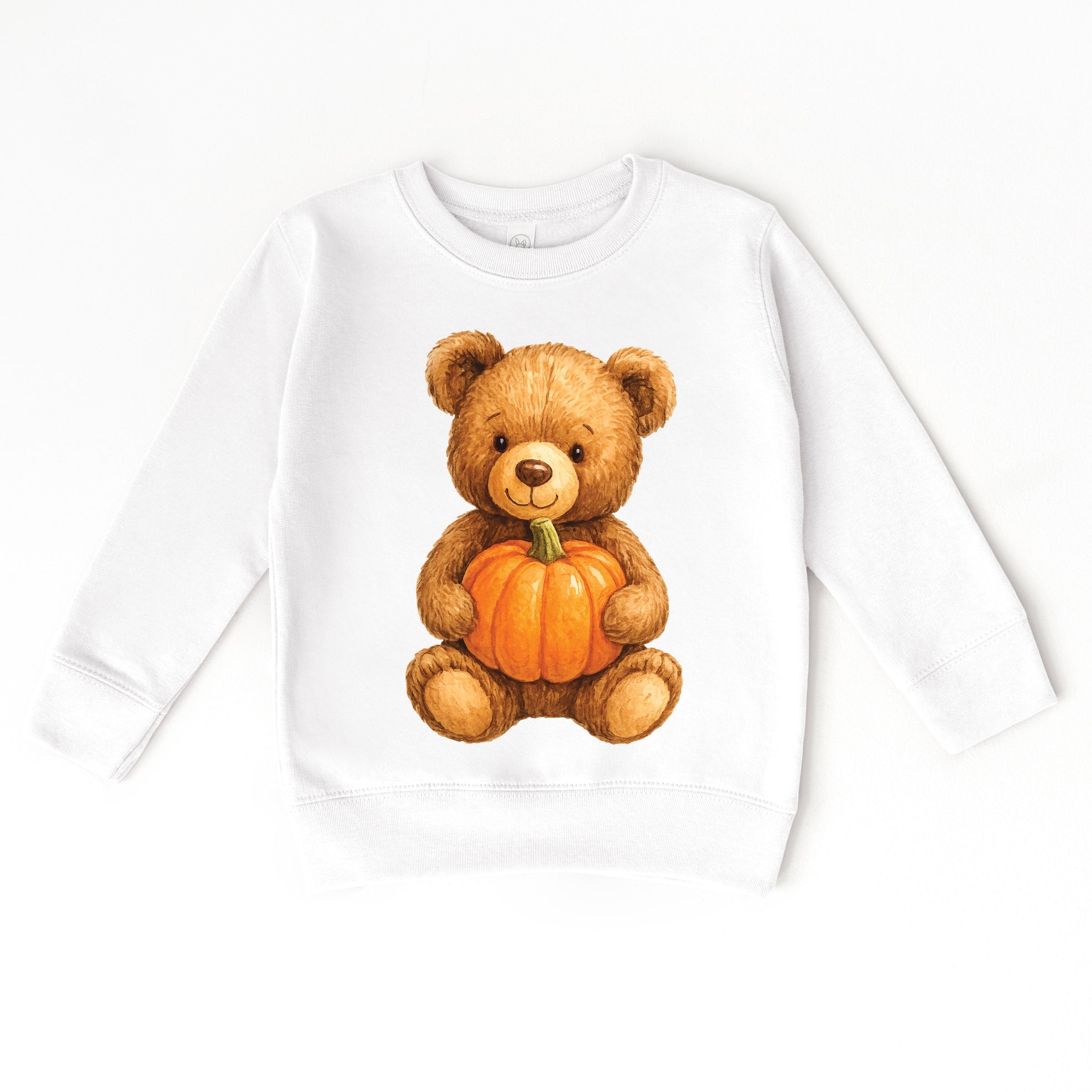 Watercolor Pumpkin Bear - Kids Youth Sweatshirt and Kids Toddler Sweatshirt