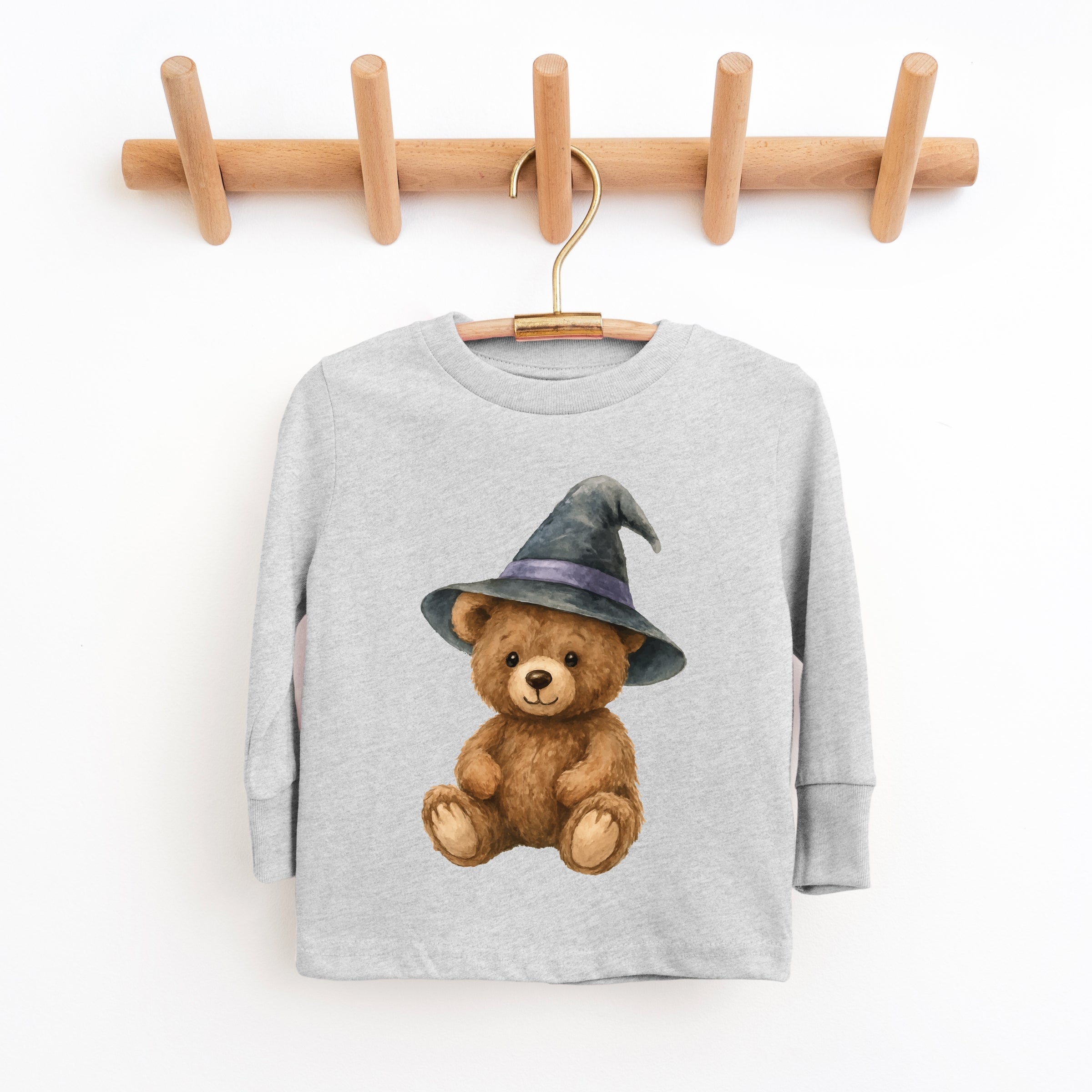 Watercolor Witchy Bear - Kids Toddler Long Sleeve Tee and Kids Youth Long Sleeve Tee