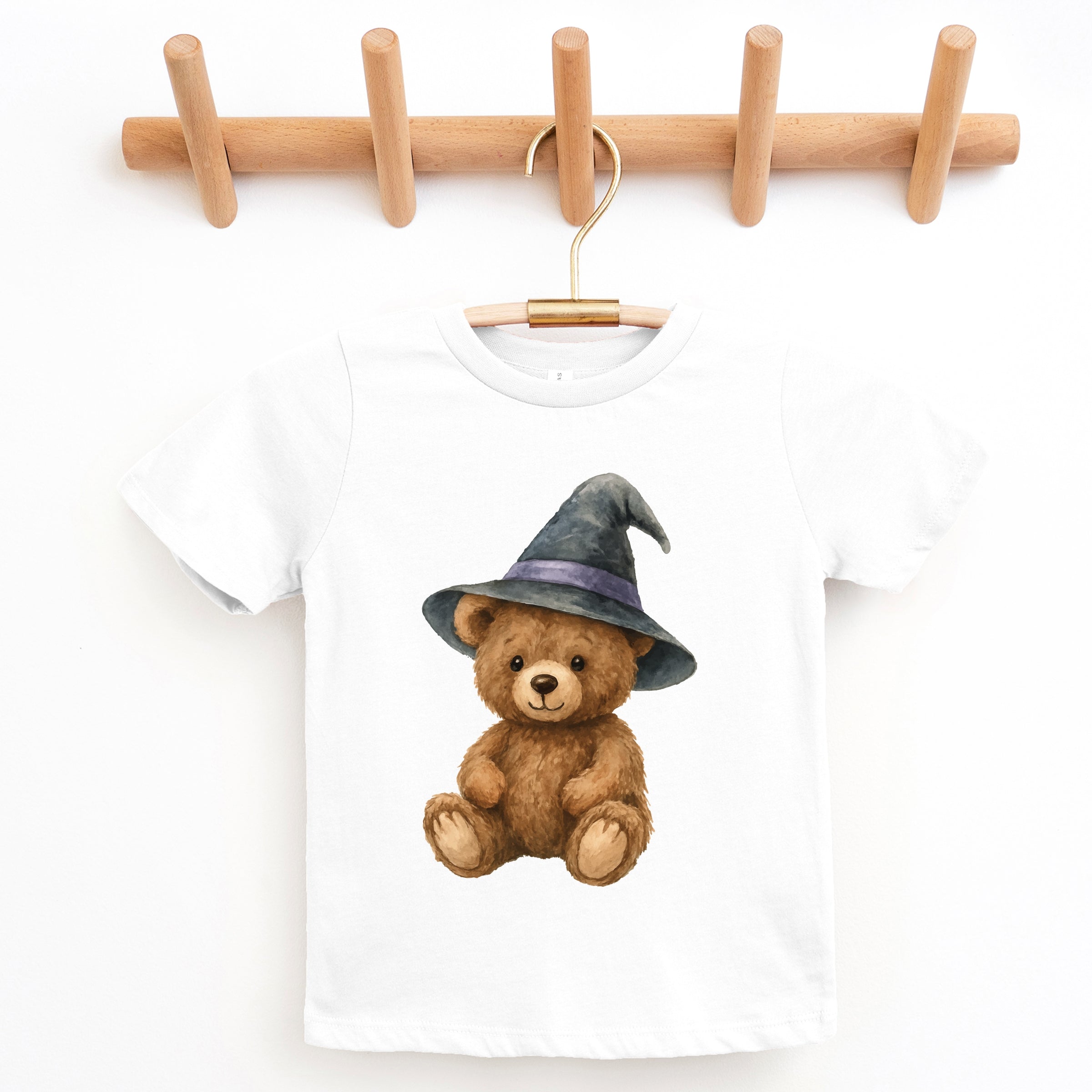Watercolor Witchy Bear - Kids Youth Short Sleeve Tee and Toddler Short Sleeve Tee