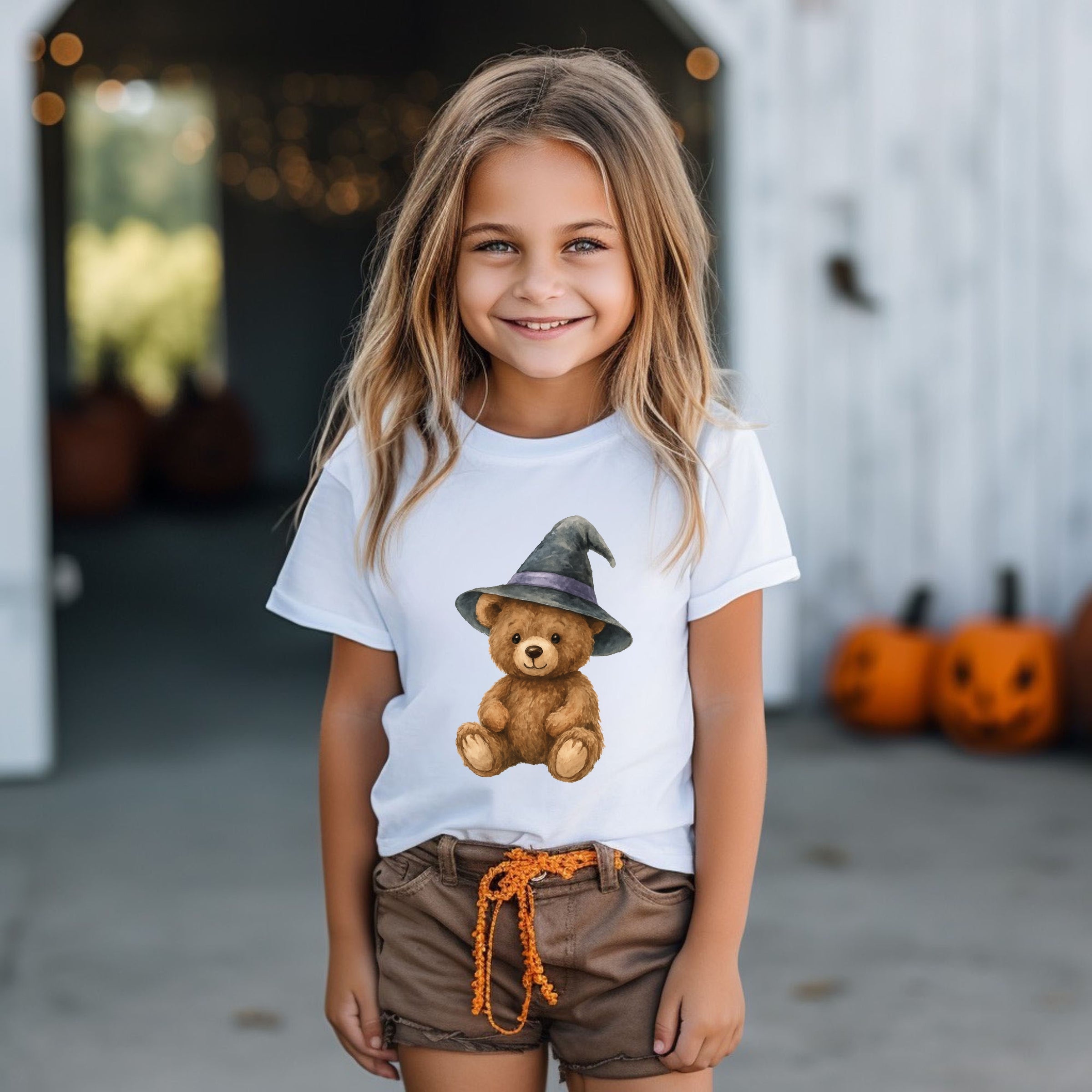 Watercolor Witchy Bear - Kids Youth Short Sleeve Tee and Toddler Short Sleeve Tee