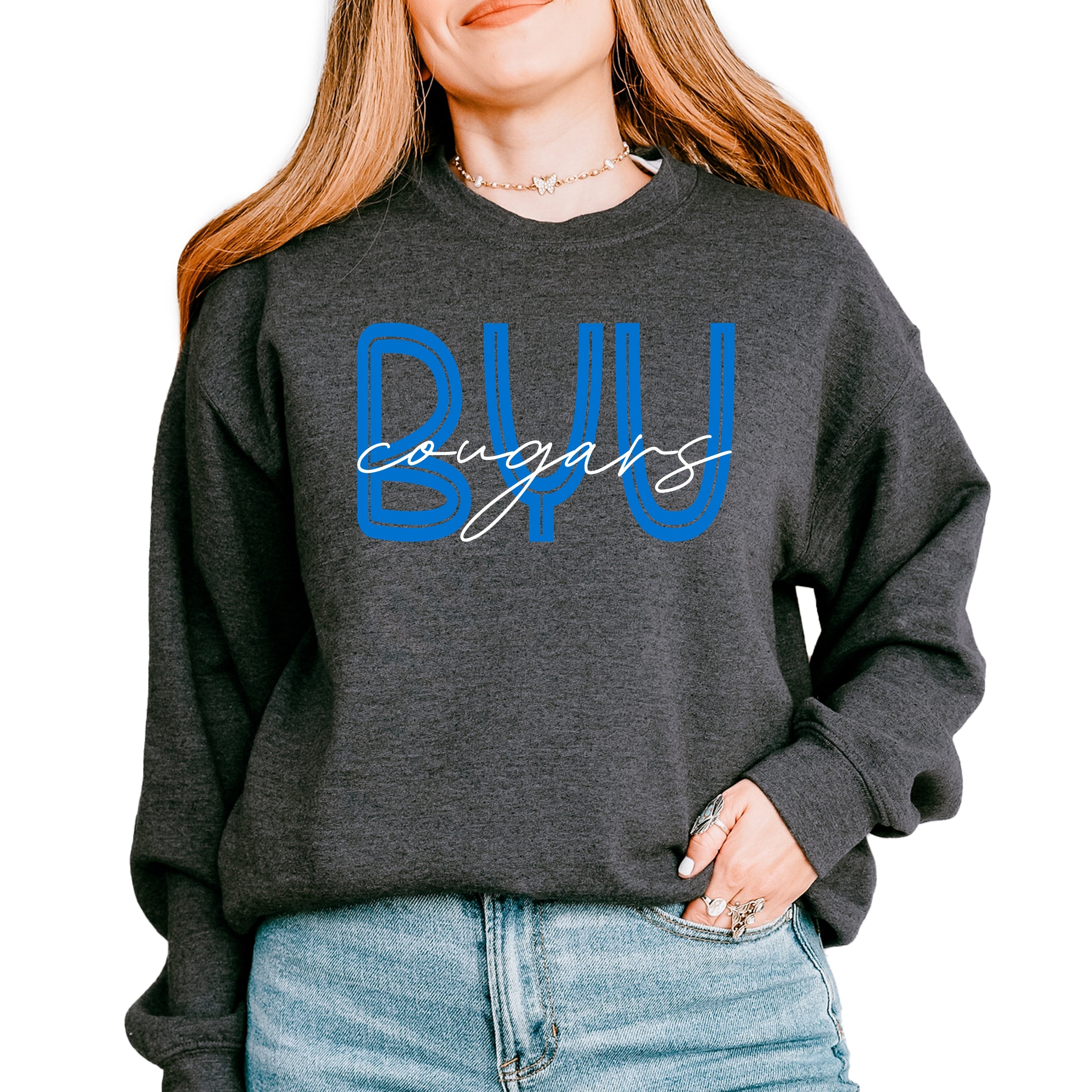 BYU Cougars Cursive - Women's Graphic Sweatshirt
