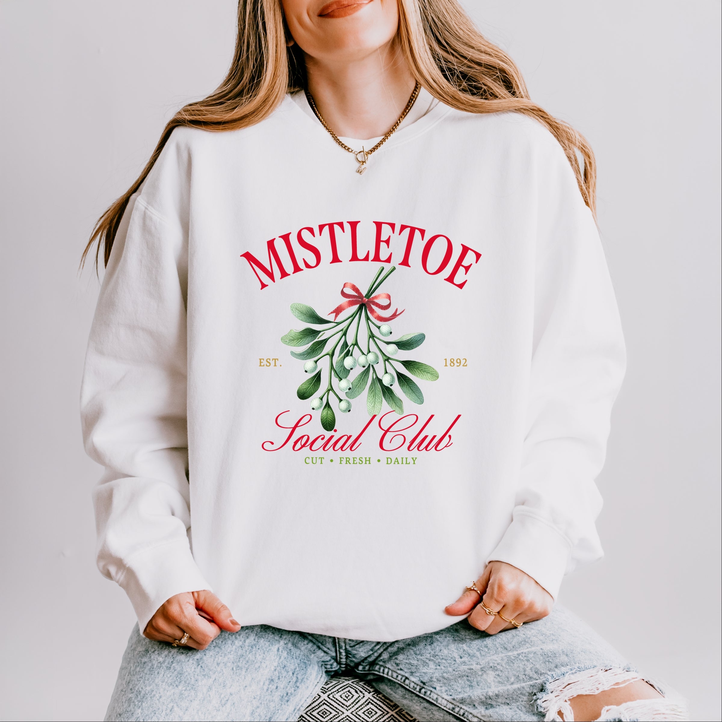 Mistletoe Social Club - Women's Lightweight Garment Dyed Sweatshirt