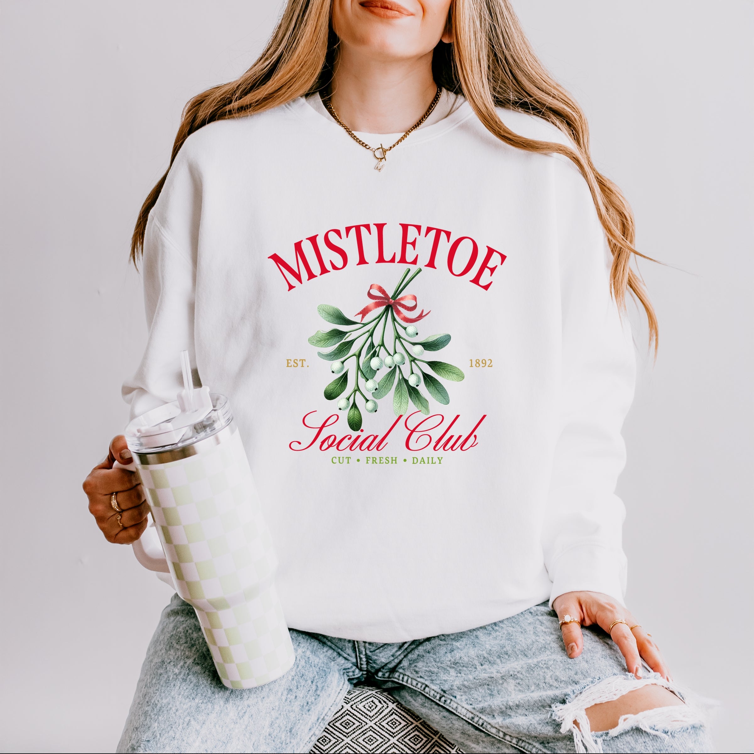 Mistletoe Social Club - Women's Lightweight Garment Dyed Sweatshirt