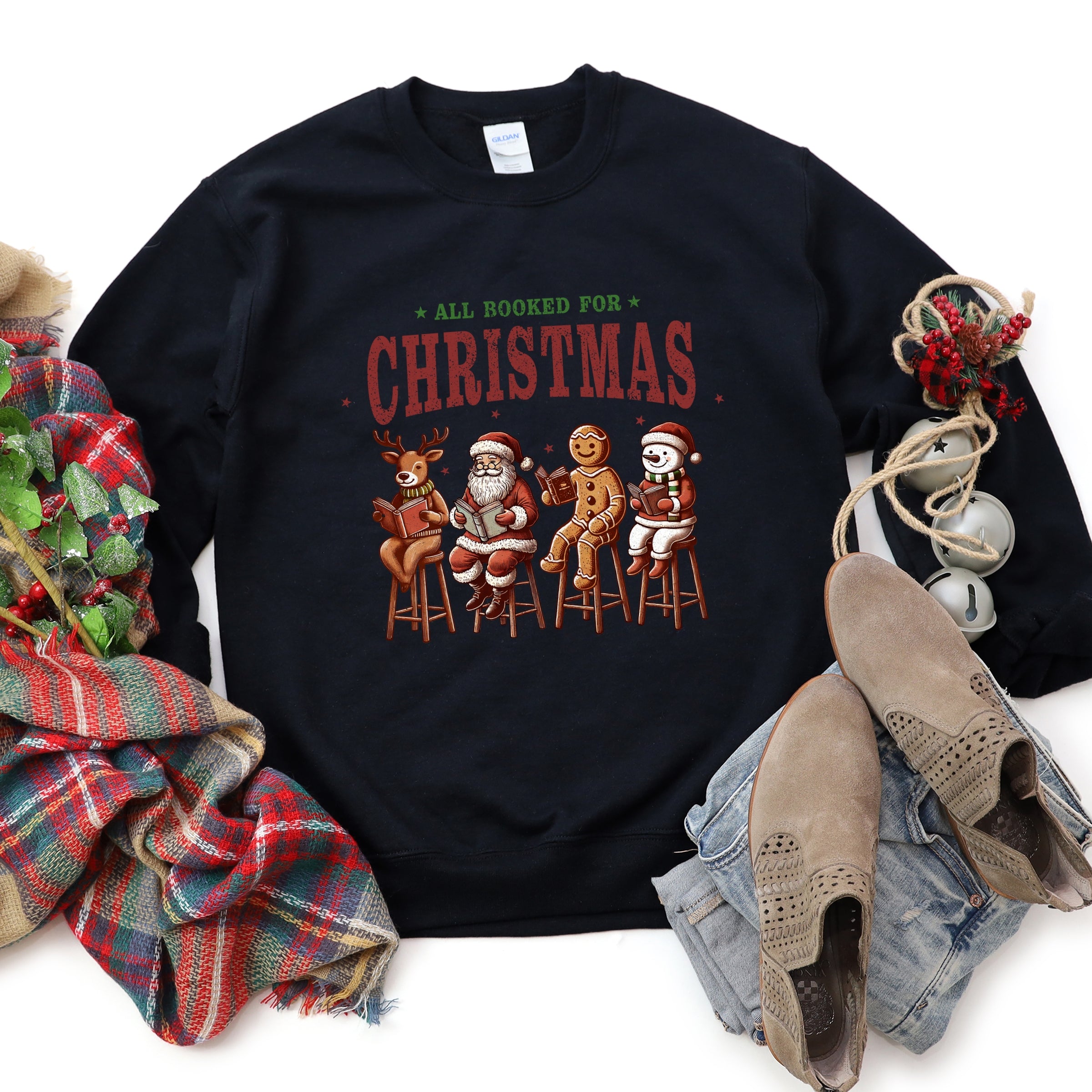 Booked For Christmas Stool - Women's Graphic Sweatshirt