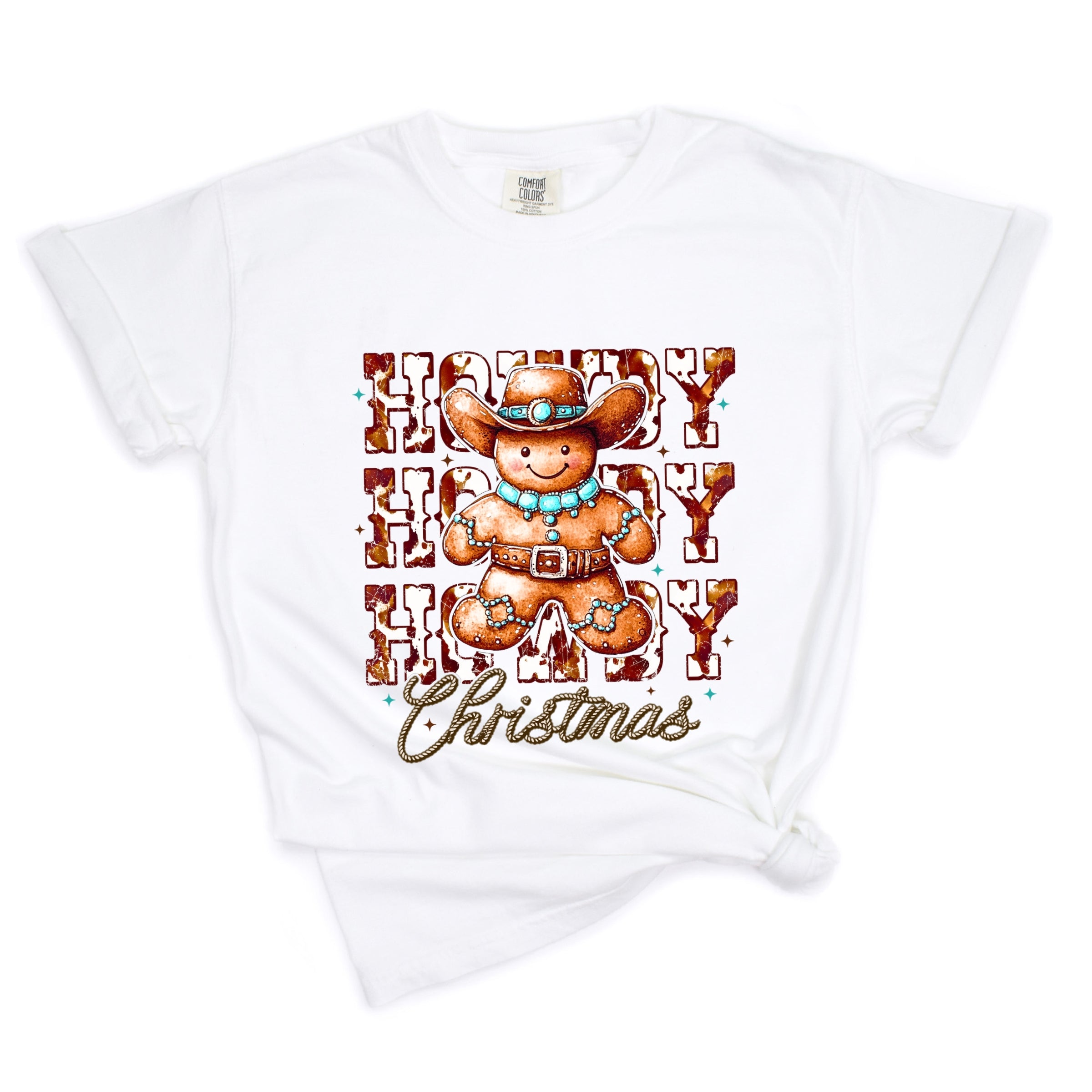 Howdy Gingerbread - Women's Garment Dyed Graphic T-Shirt