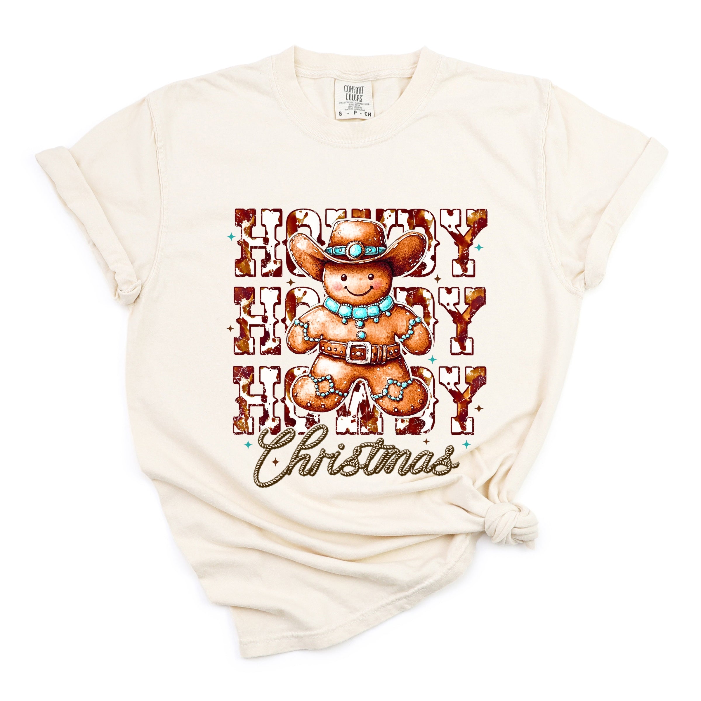 Howdy Gingerbread - Women's Garment Dyed Graphic T-Shirt