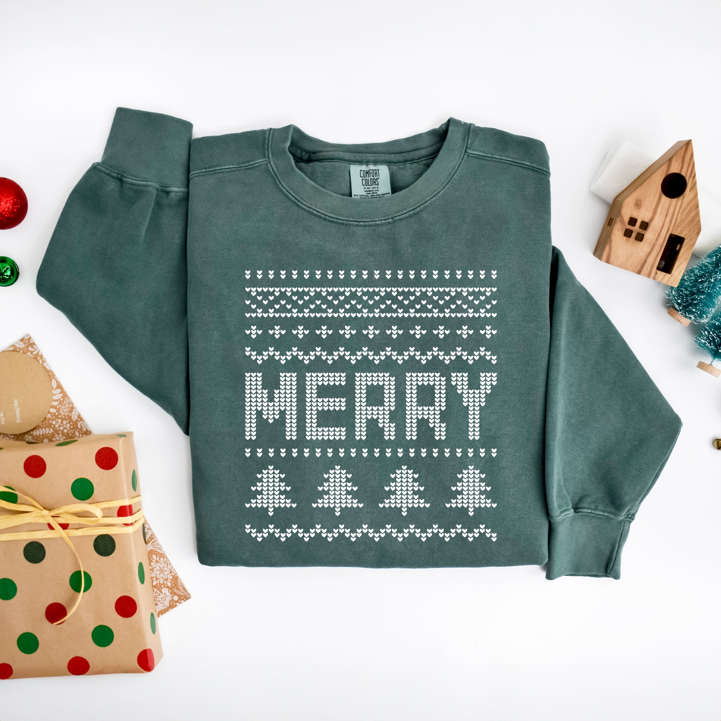 Ugly Sweater Merry - Women's Garment Dyed Graphic Sweatshirt