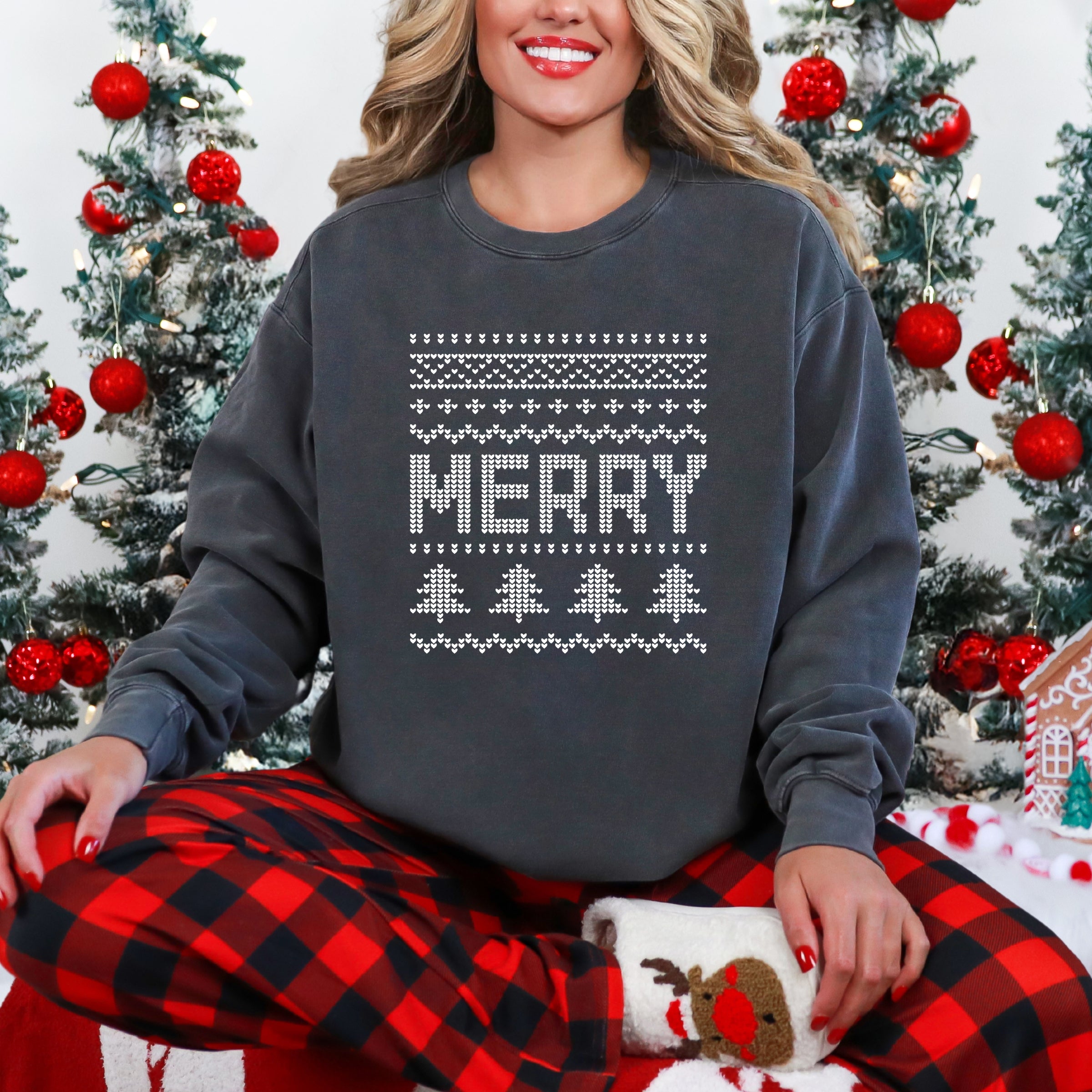 Ugly Sweater Merry - Women's Garment Dyed Graphic Sweatshirt