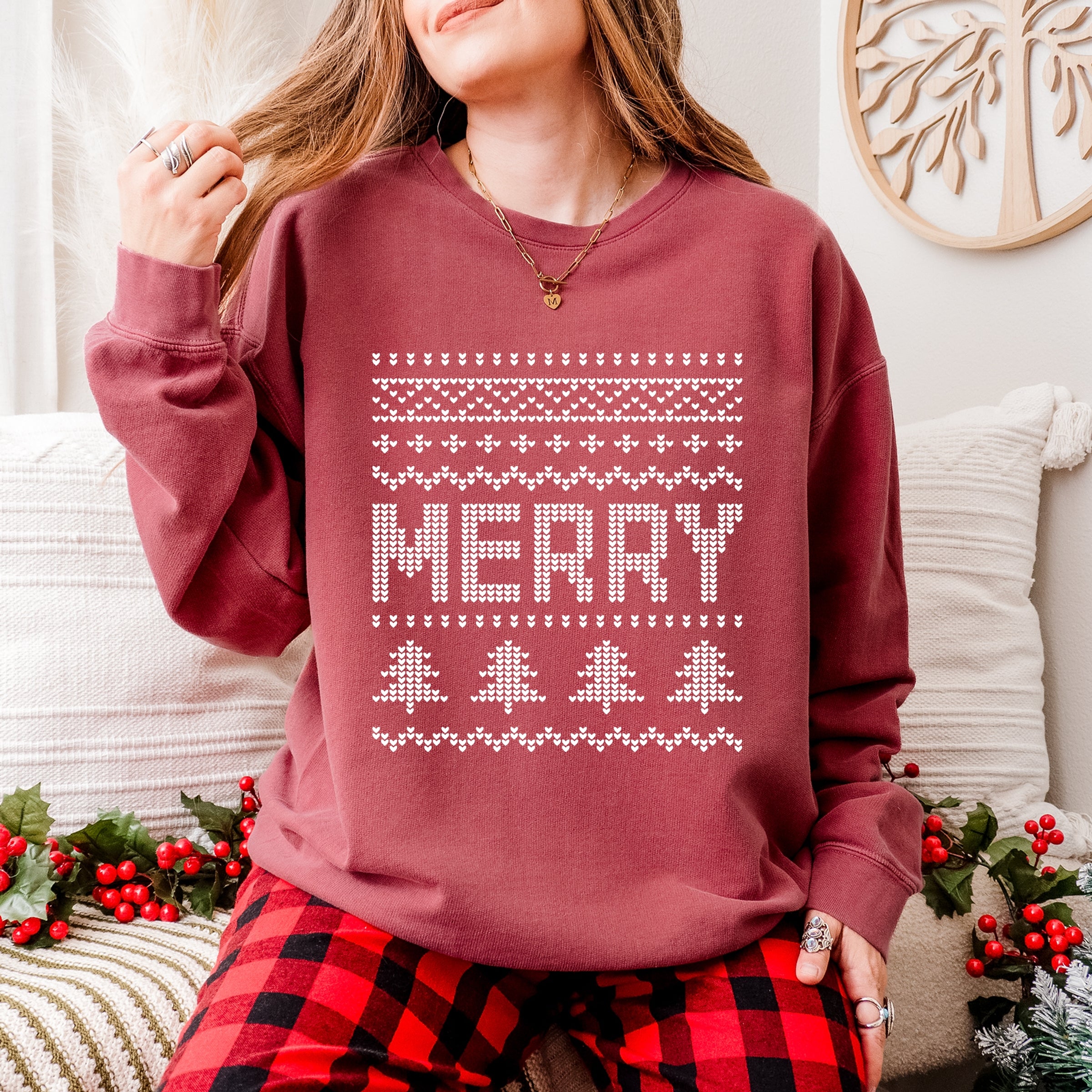 Ugly Sweater Merry - Women's Lightweight Garment Dyed Sweatshirt