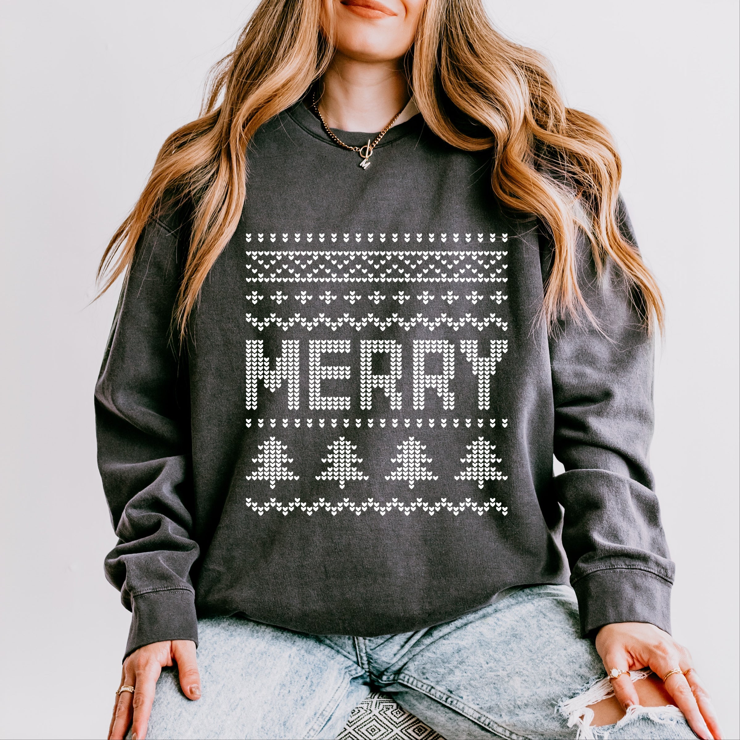 Ugly Sweater Merry - Women's Lightweight Garment Dyed Sweatshirt