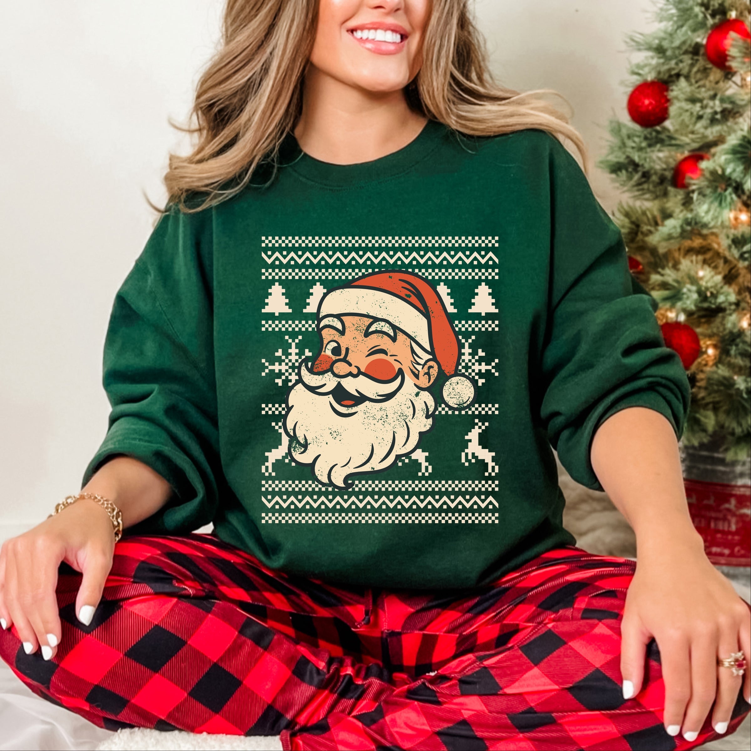 Ugly Sweater Santa Face - Women's Sweatshirt