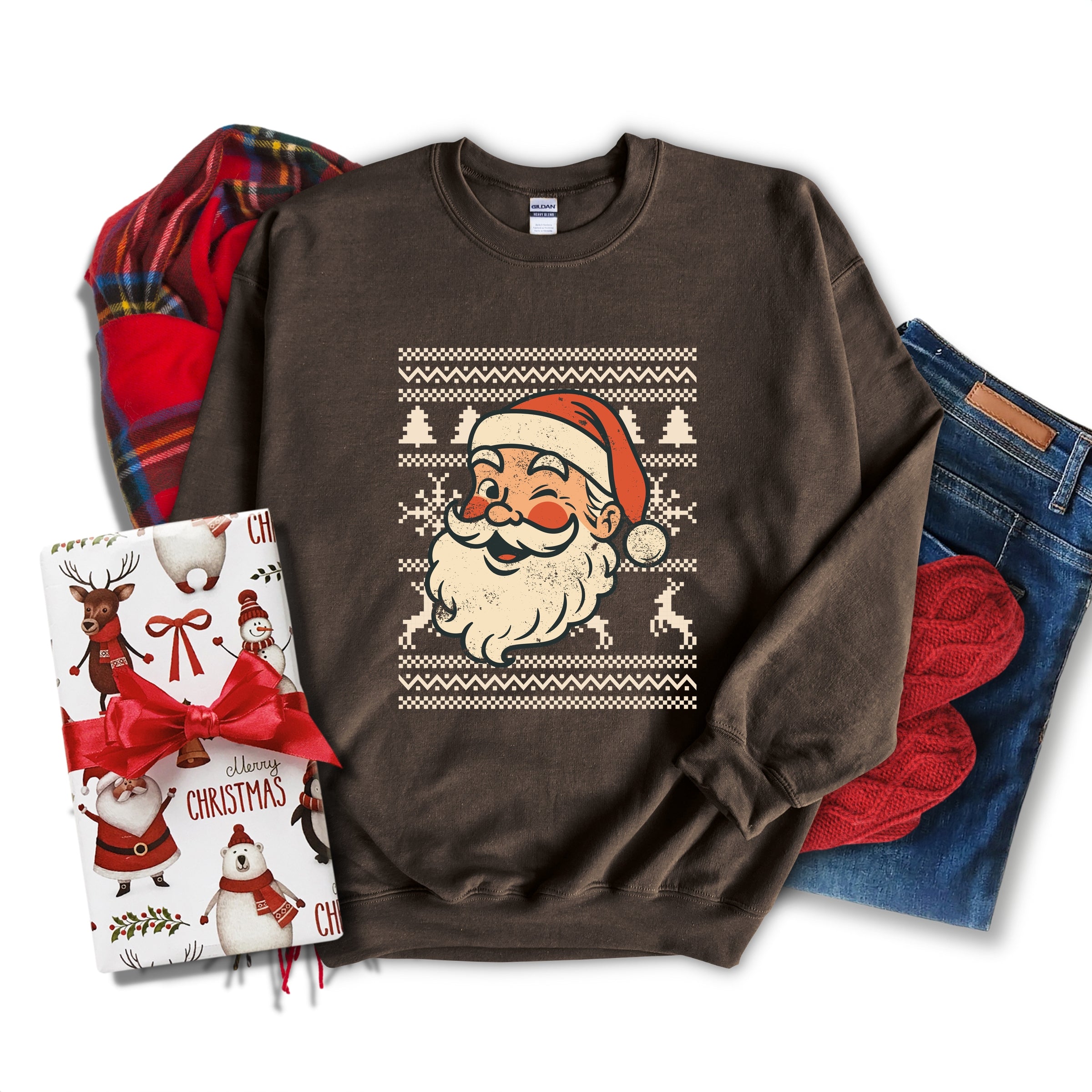 Ugly Sweater Santa Face - Women's Sweatshirt