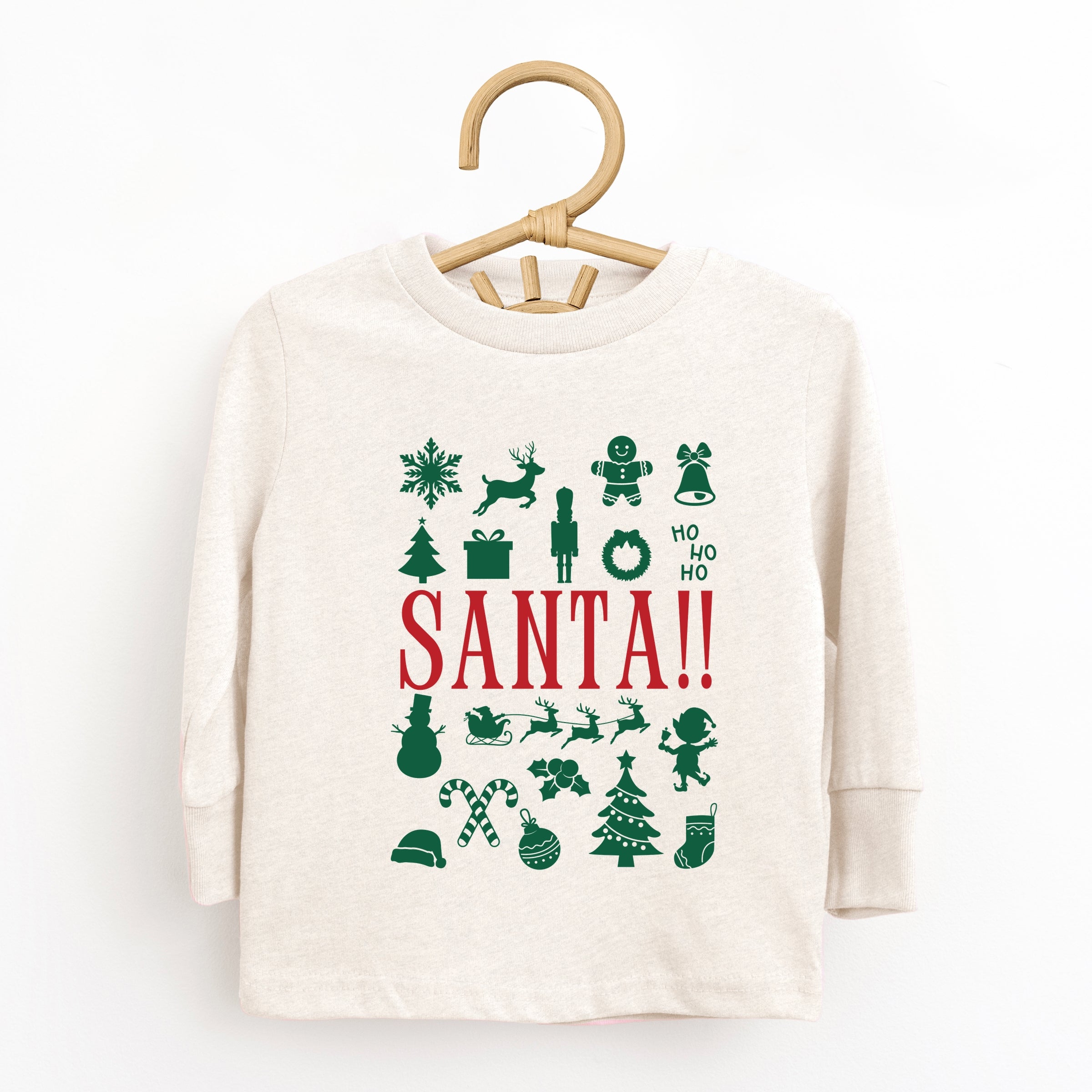 Santa Christmas Icons - Toddler Long Sleeve Graphic Tee and Youth Long Sleeve Graphic T-Shirt