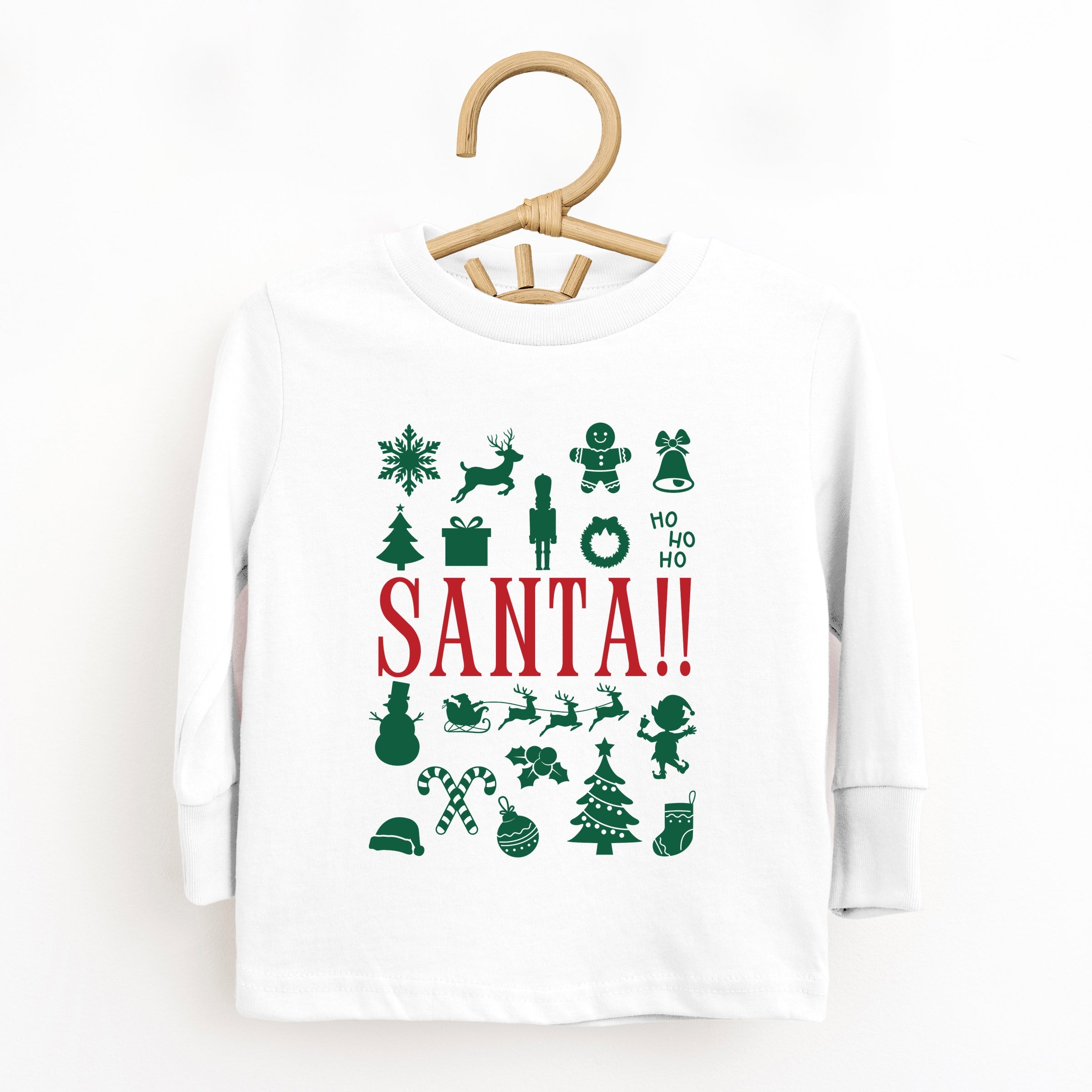 Santa Christmas Icons - Toddler Long Sleeve Graphic Tee and Youth Long Sleeve Graphic T-Shirt