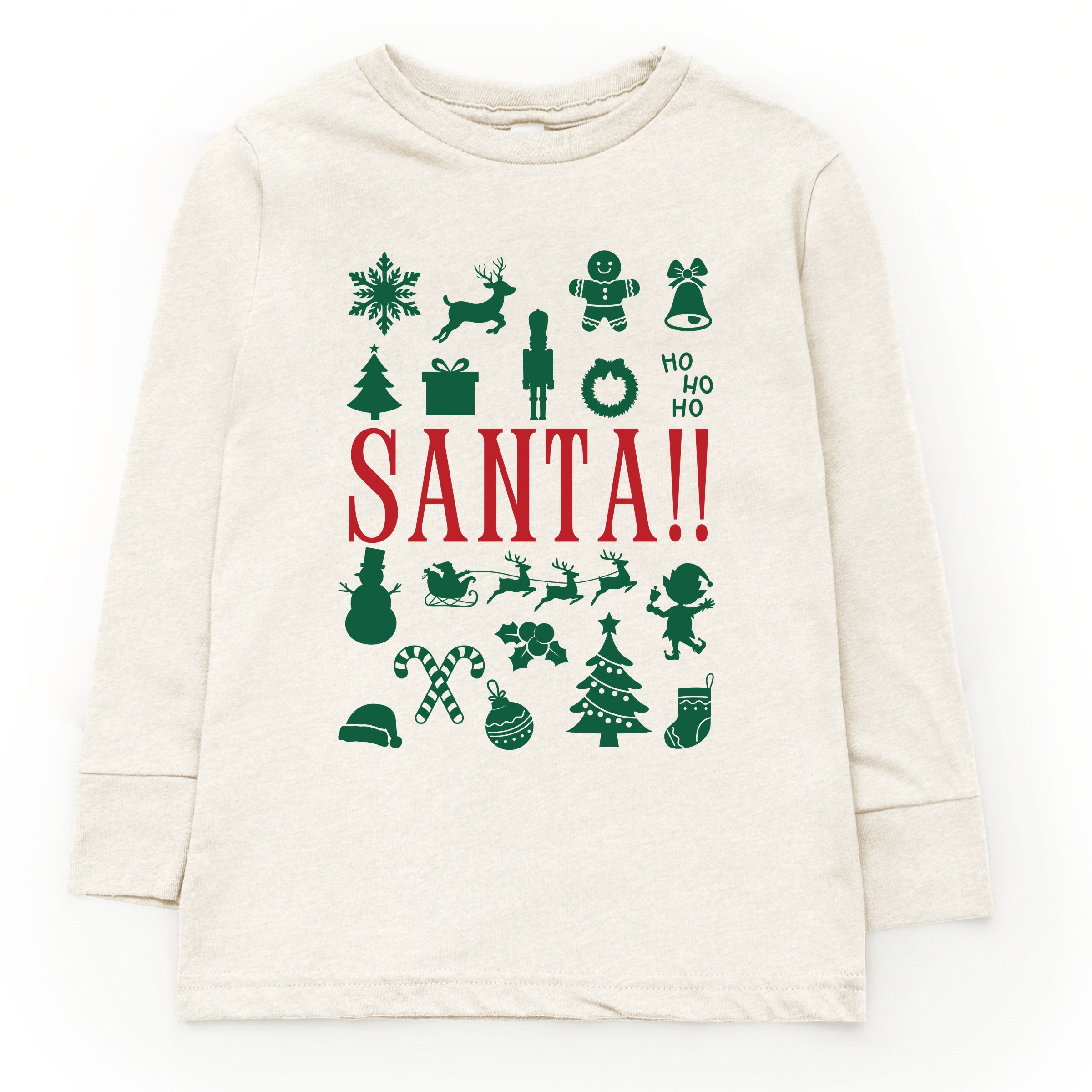 Santa Christmas Icons - Toddler Long Sleeve Graphic Tee and Youth Long Sleeve Graphic T-Shirt