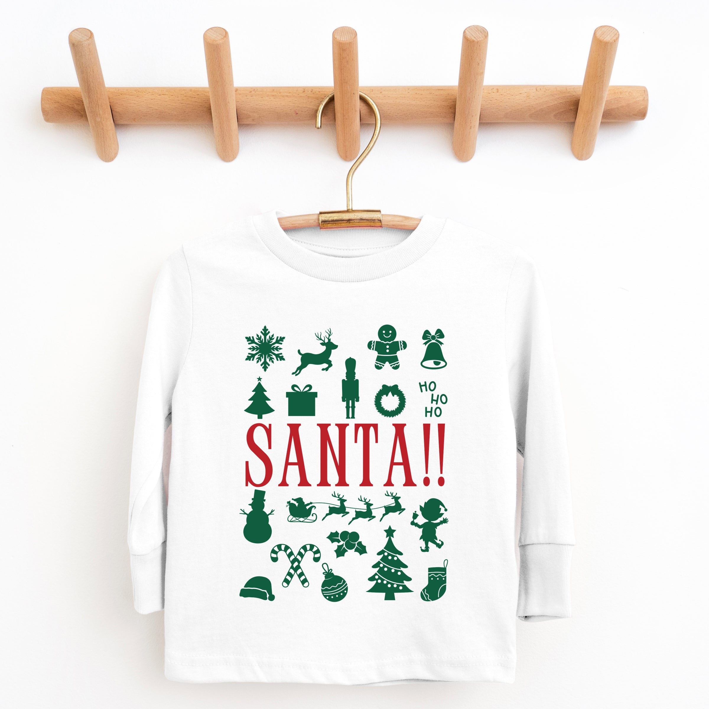 Santa Christmas Icons - Toddler Long Sleeve Graphic Tee and Youth Long Sleeve Graphic T-Shirt